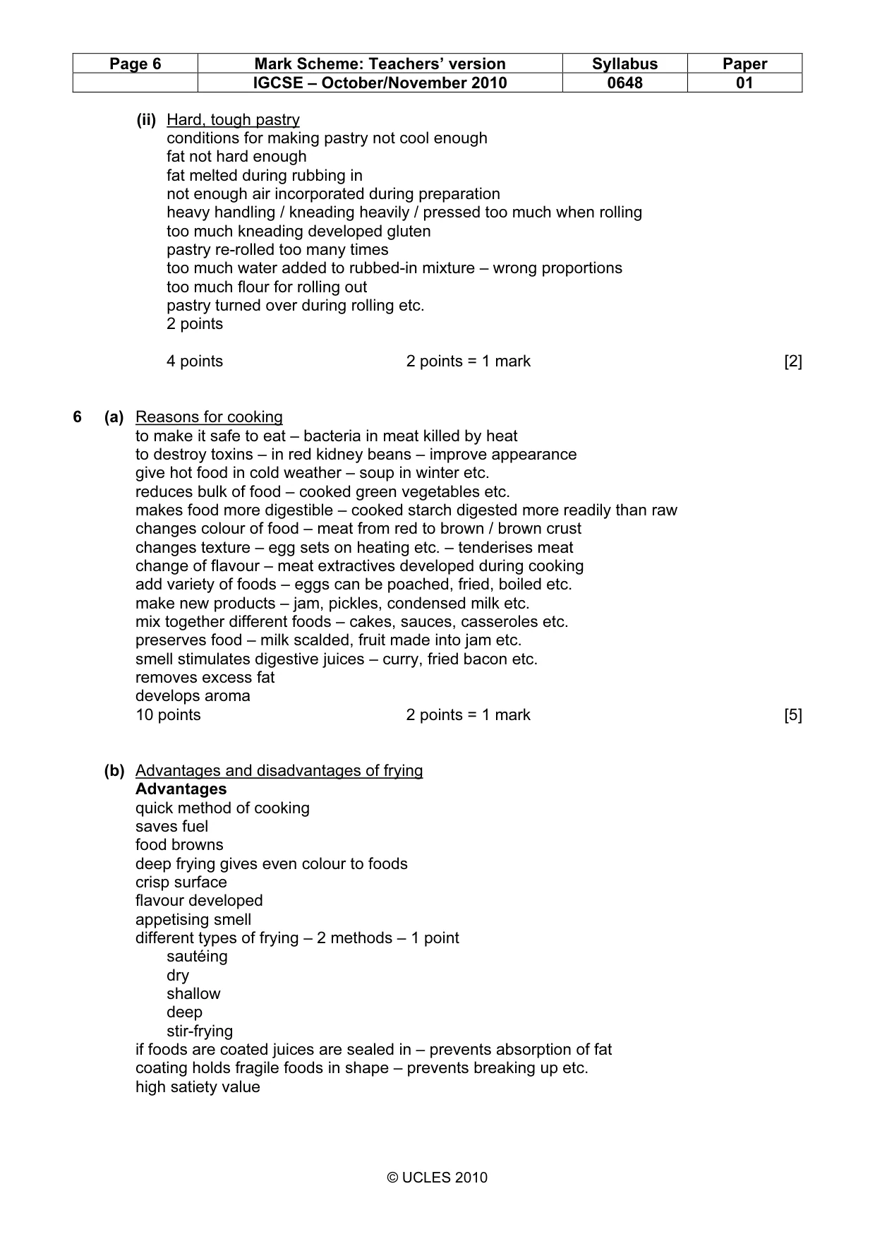 Mark scheme, page 6 of 11