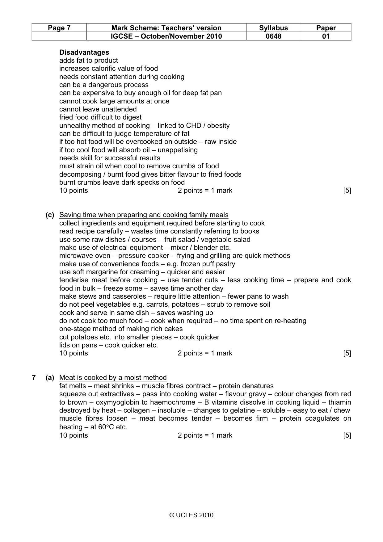 Mark scheme, page 7 of 11
