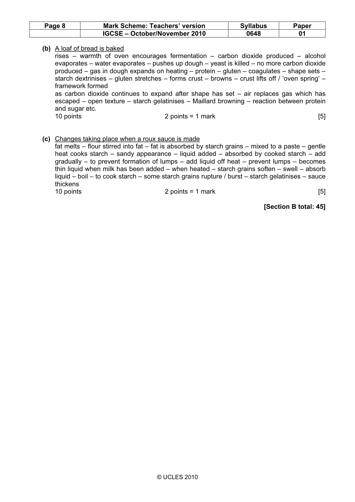 Mark scheme, page 8 of 11