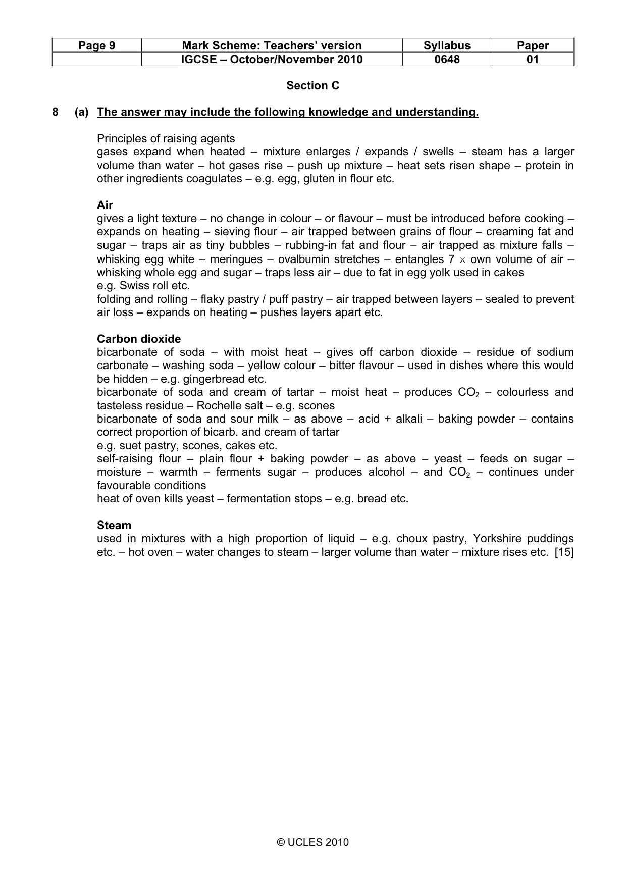 Mark scheme, page 9 of 11