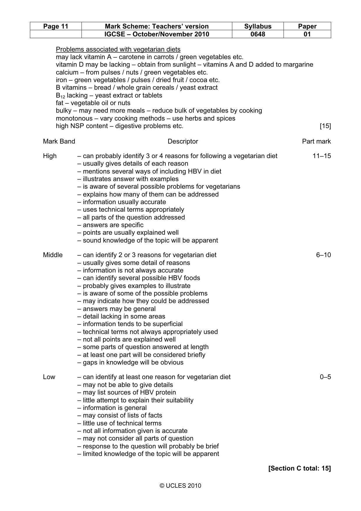 Mark scheme, page 11 of 11