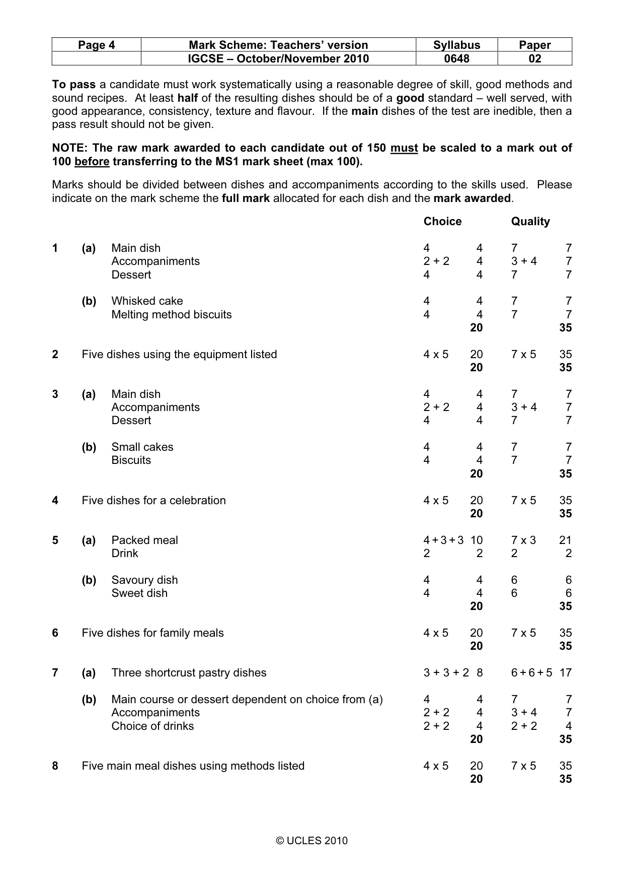 Mark scheme, page 4 of 4
