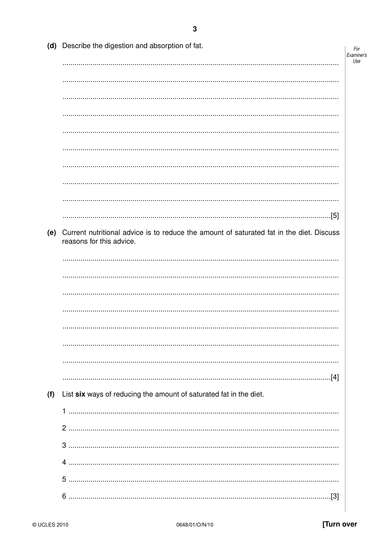 Cambridge IGCSE Food and Nutrition 0648 2010 Oct/Nov Paper 1 · Variant 1 question paper, page 3 of 16