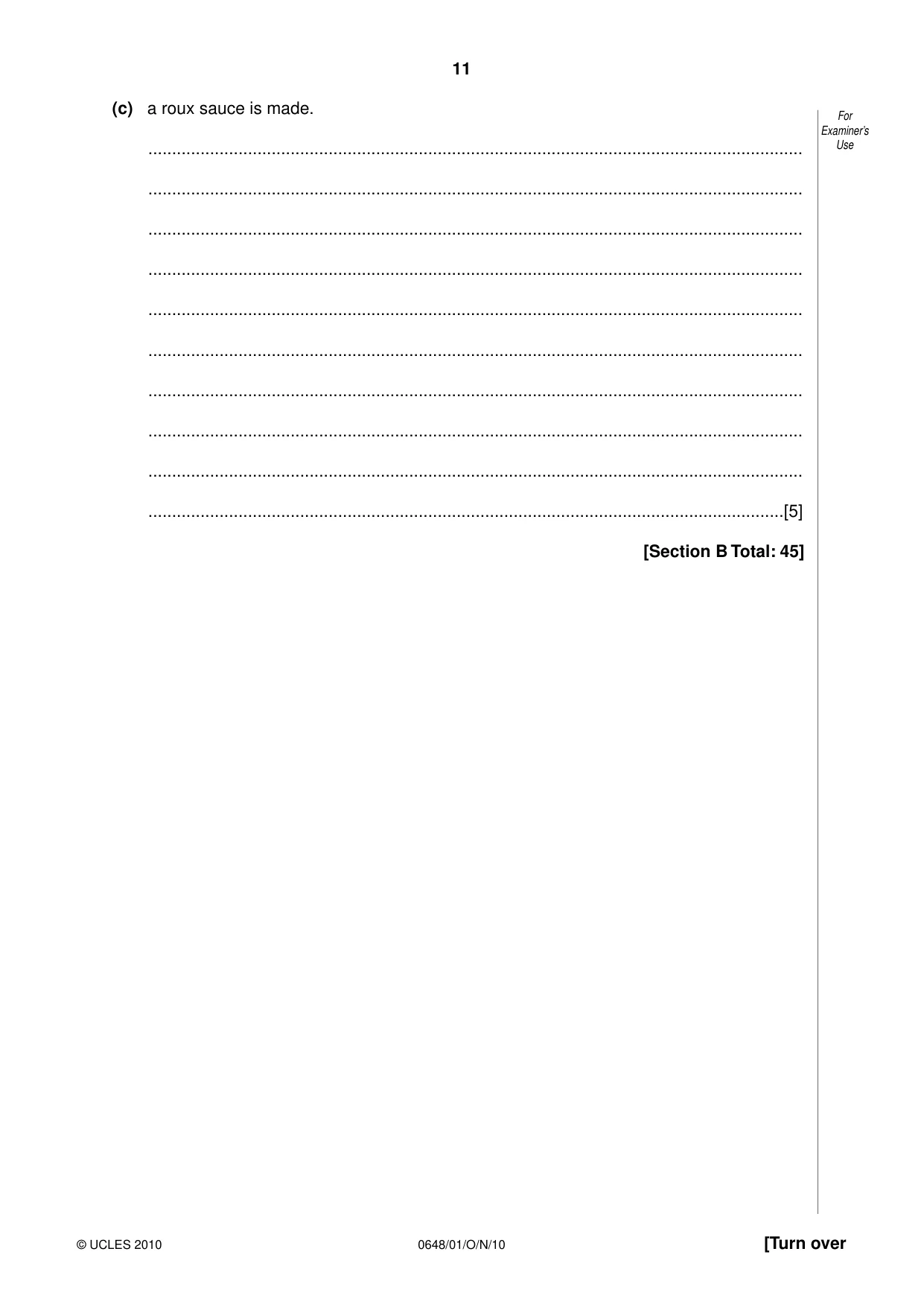 Cambridge IGCSE Food and Nutrition 0648 2010 Oct/Nov Paper 1 · Variant 1 question paper, page 11 of 16