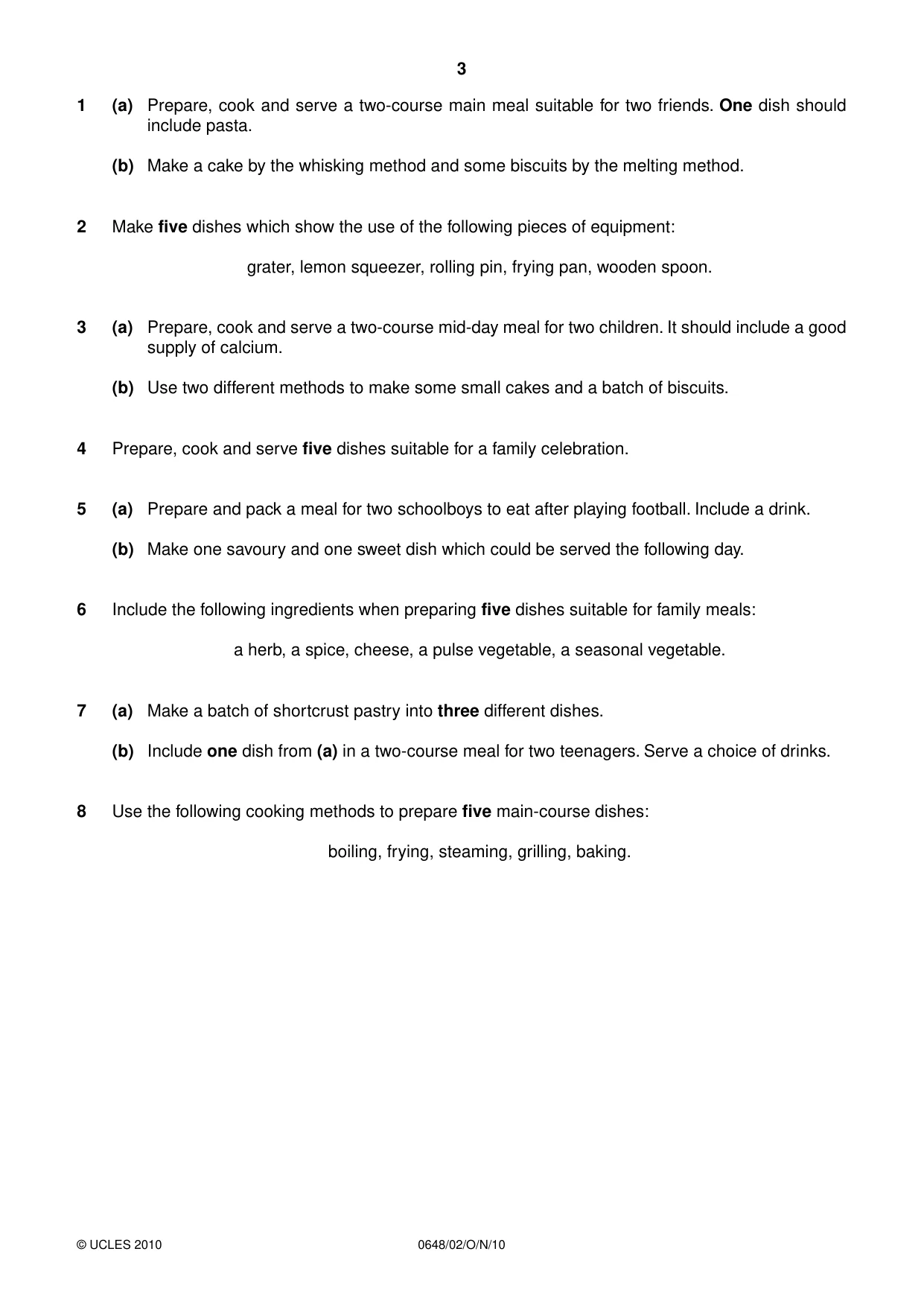 Cambridge IGCSE Food and Nutrition 0648 2010 Oct/Nov Paper 2 · Variant 1 question paper, page 3 of 4