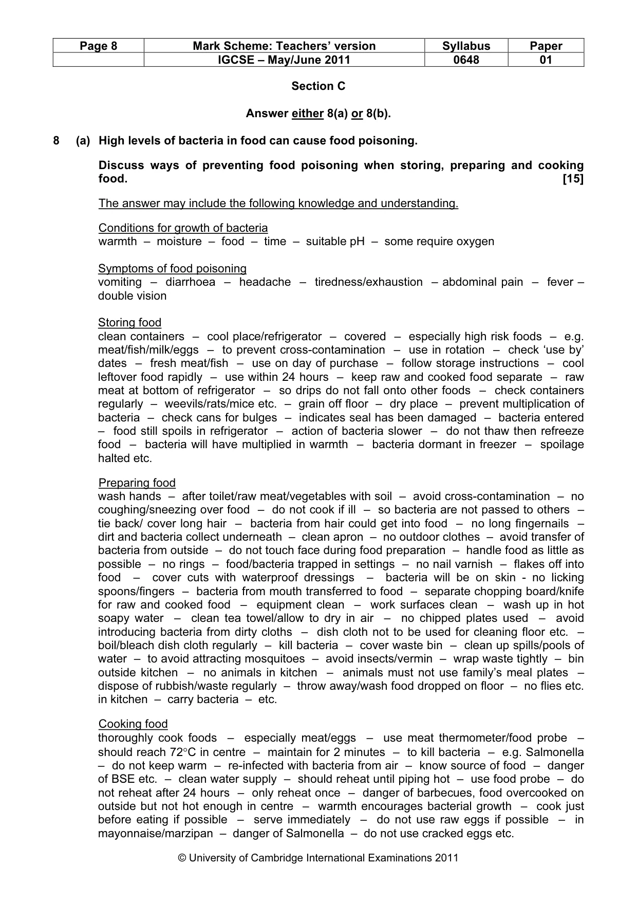 Mark scheme, page 8 of 12