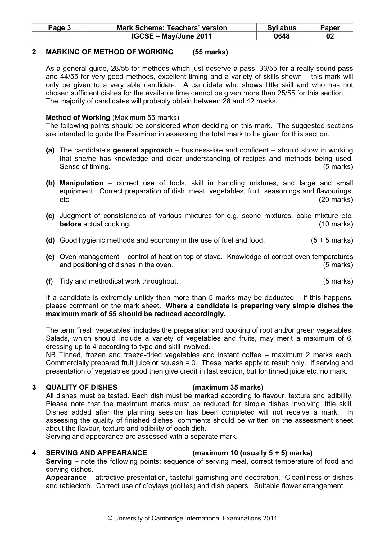 Mark scheme, page 3 of 4