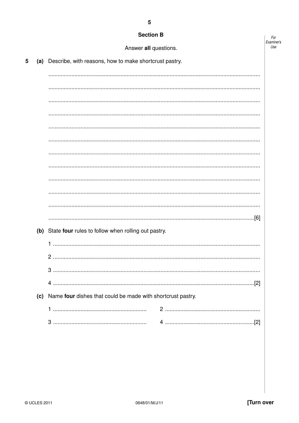 Cambridge IGCSE Food and Nutrition 0648 2011 May/June Paper 1 · Variant 1 question paper, page 5 of 12