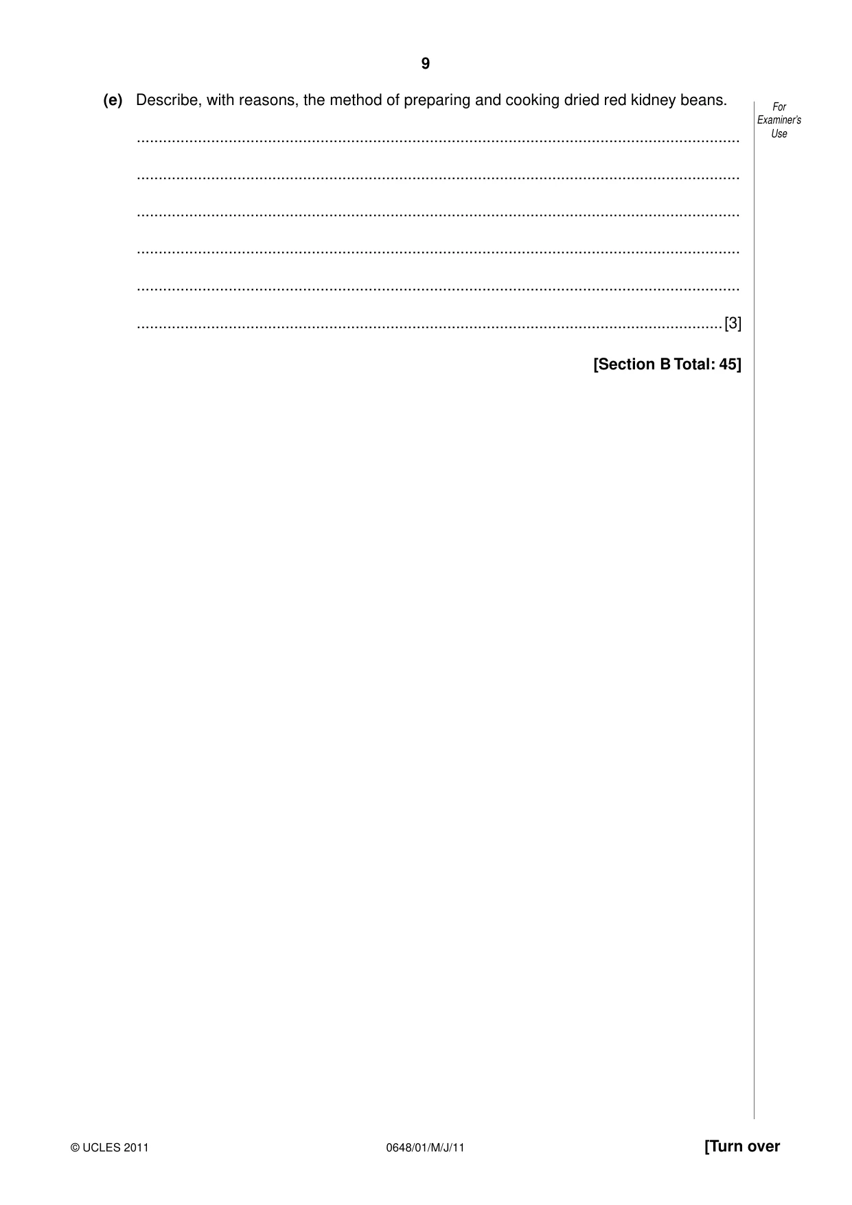Cambridge IGCSE Food and Nutrition 0648 2011 May/June Paper 1 · Variant 1 question paper, page 9 of 12