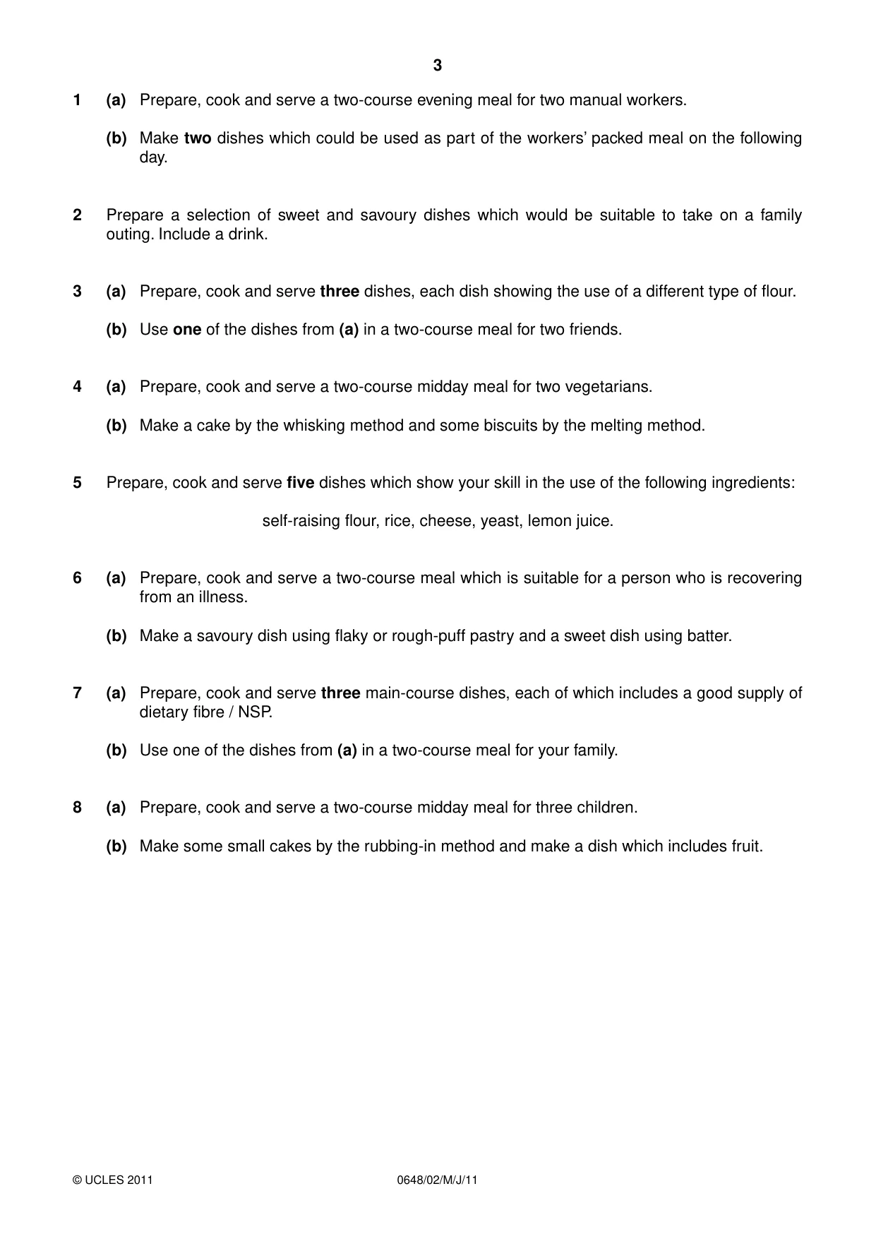 Cambridge IGCSE Food and Nutrition 0648 2011 May/June Paper 2 · Variant 1 question paper, page 3 of 4