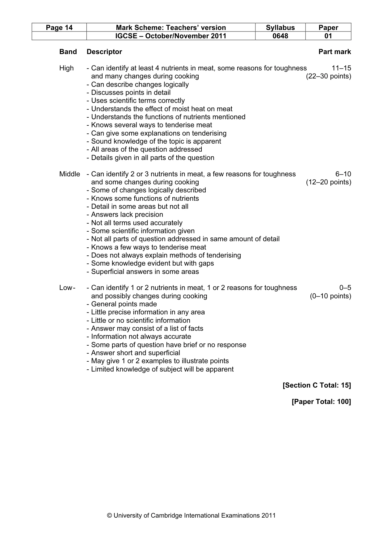 Mark scheme, page 14 of 14