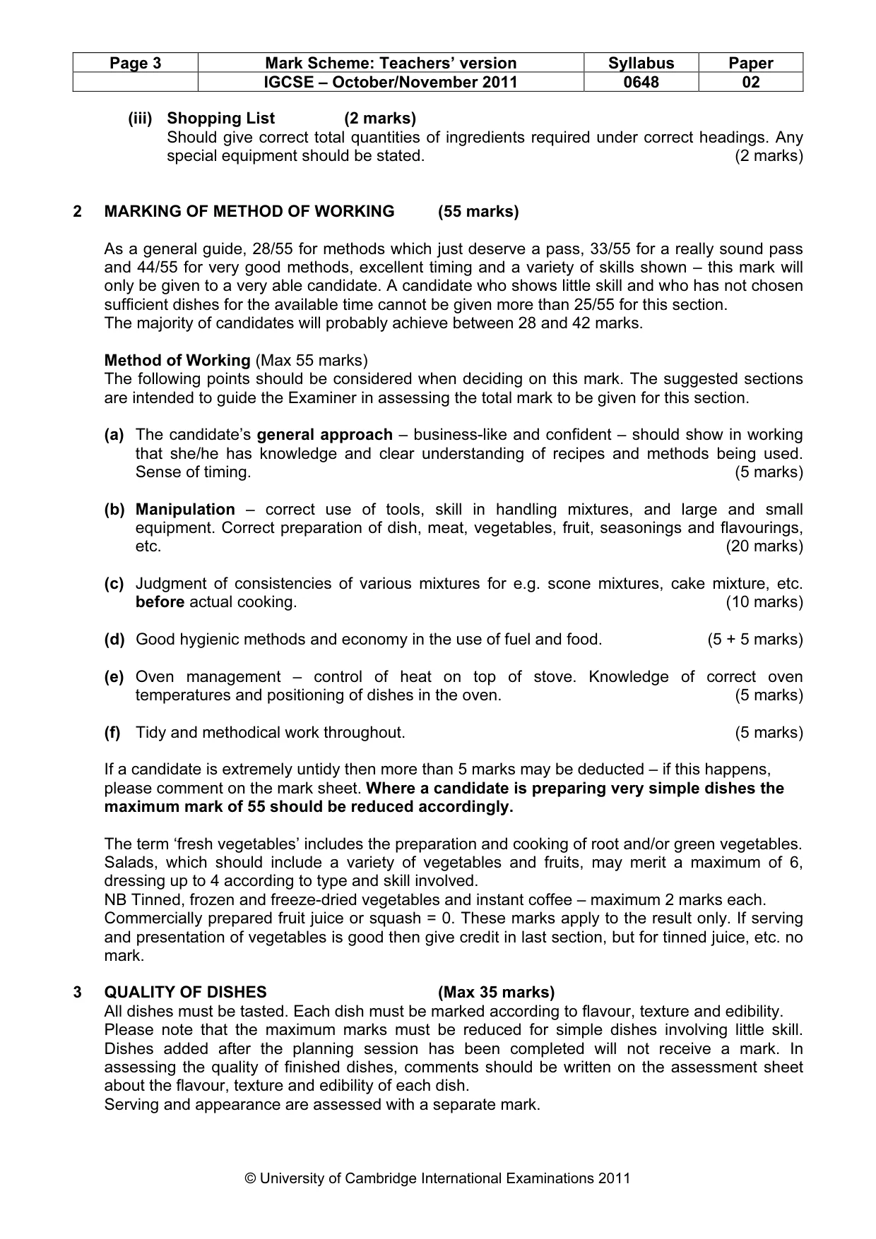 Mark scheme, page 3 of 5