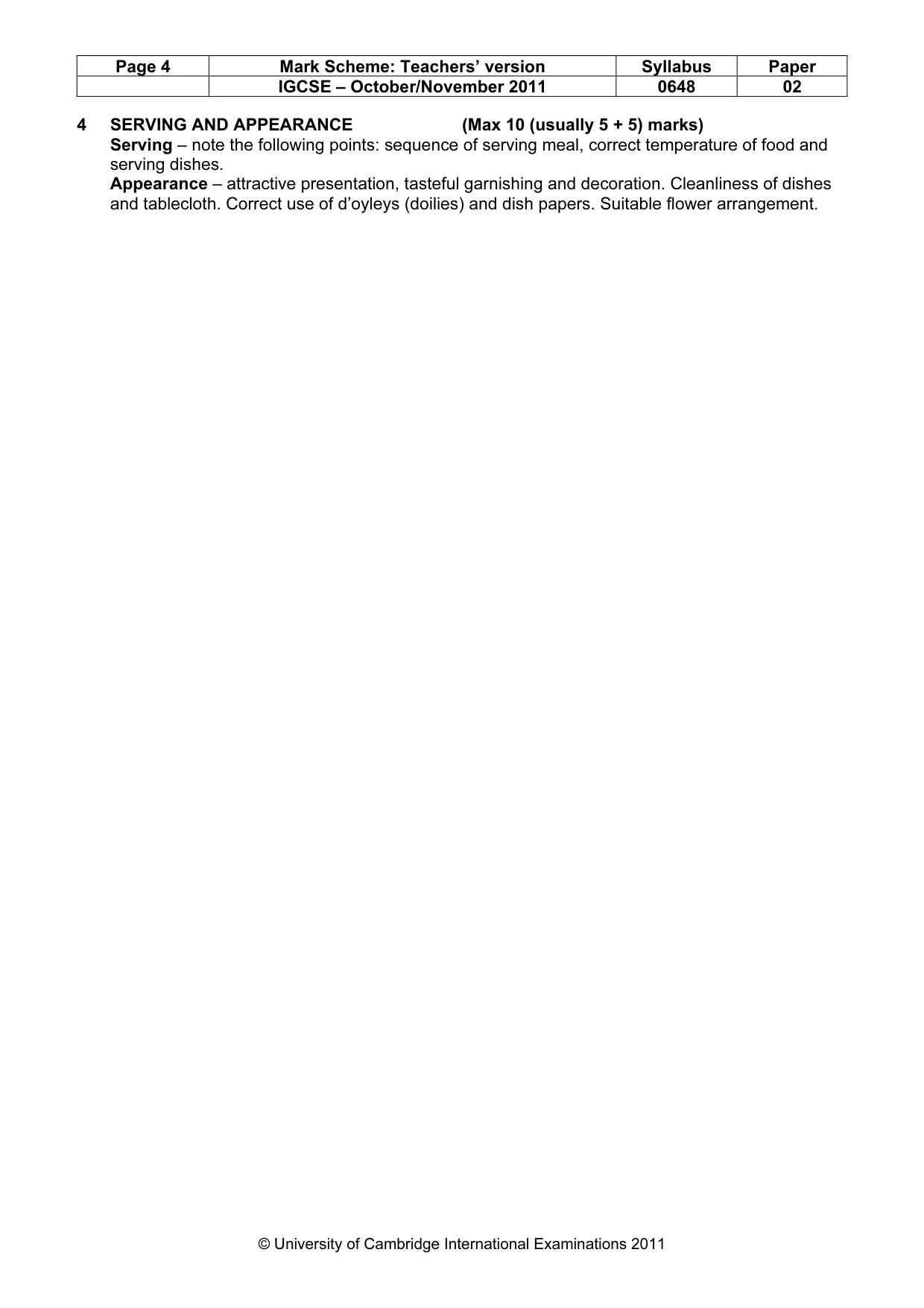 Mark scheme, page 4 of 5