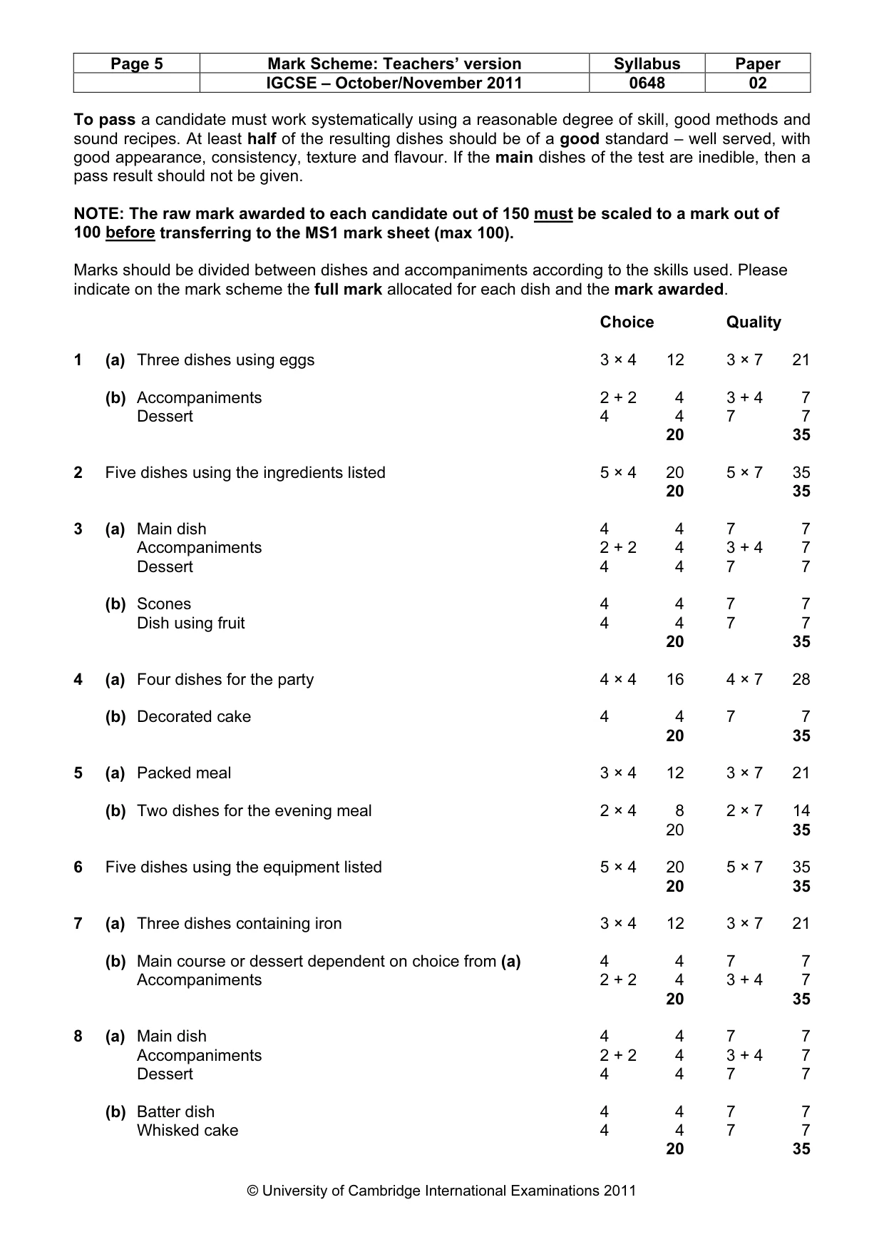 Mark scheme, page 5 of 5