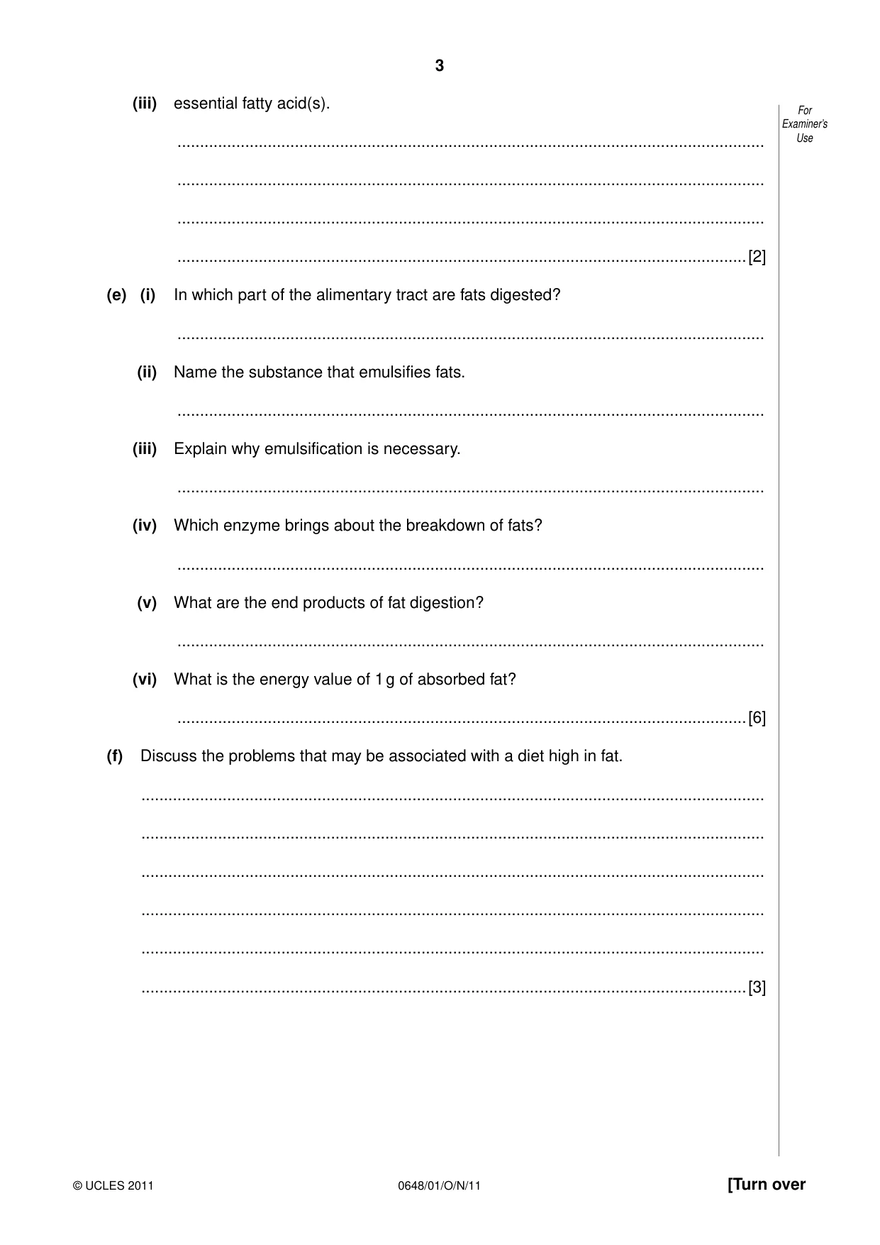 Cambridge IGCSE Food and Nutrition 0648 2011 Oct/Nov Paper 1 · Variant 1 question paper, page 3 of 16