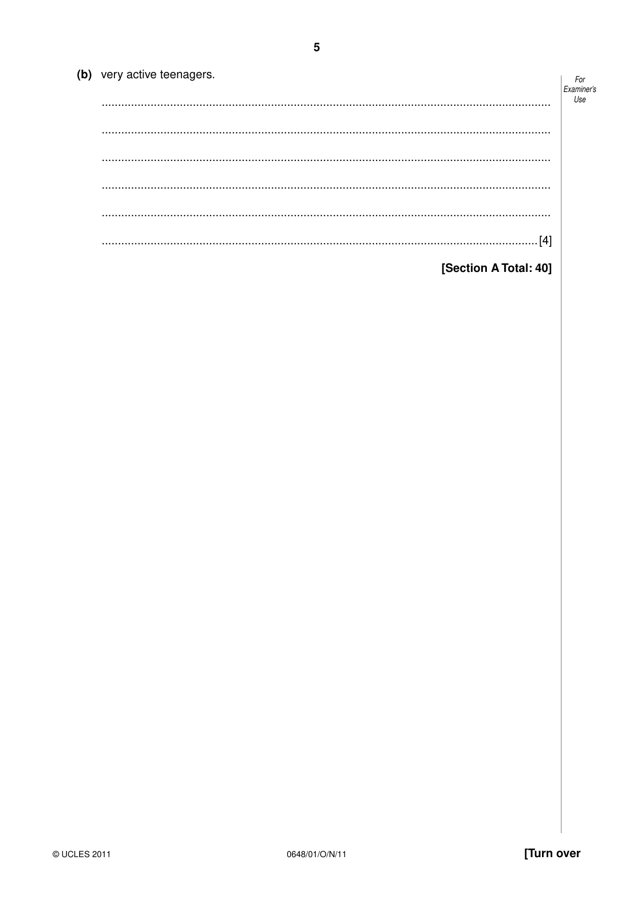 Cambridge IGCSE Food and Nutrition 0648 2011 Oct/Nov Paper 1 · Variant 1 question paper, page 5 of 16