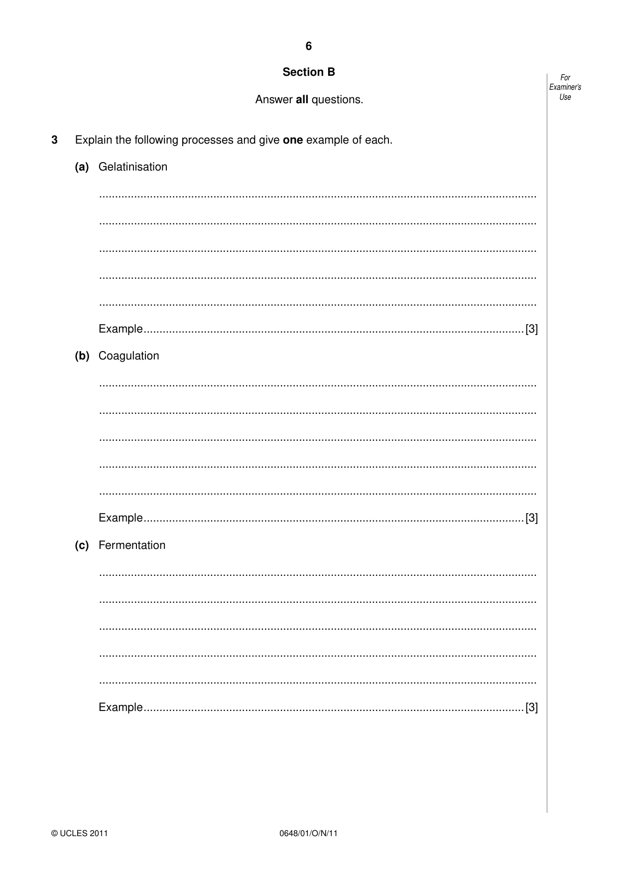 Cambridge IGCSE Food and Nutrition 0648 2011 Oct/Nov Paper 1 · Variant 1 question paper, page 6 of 16