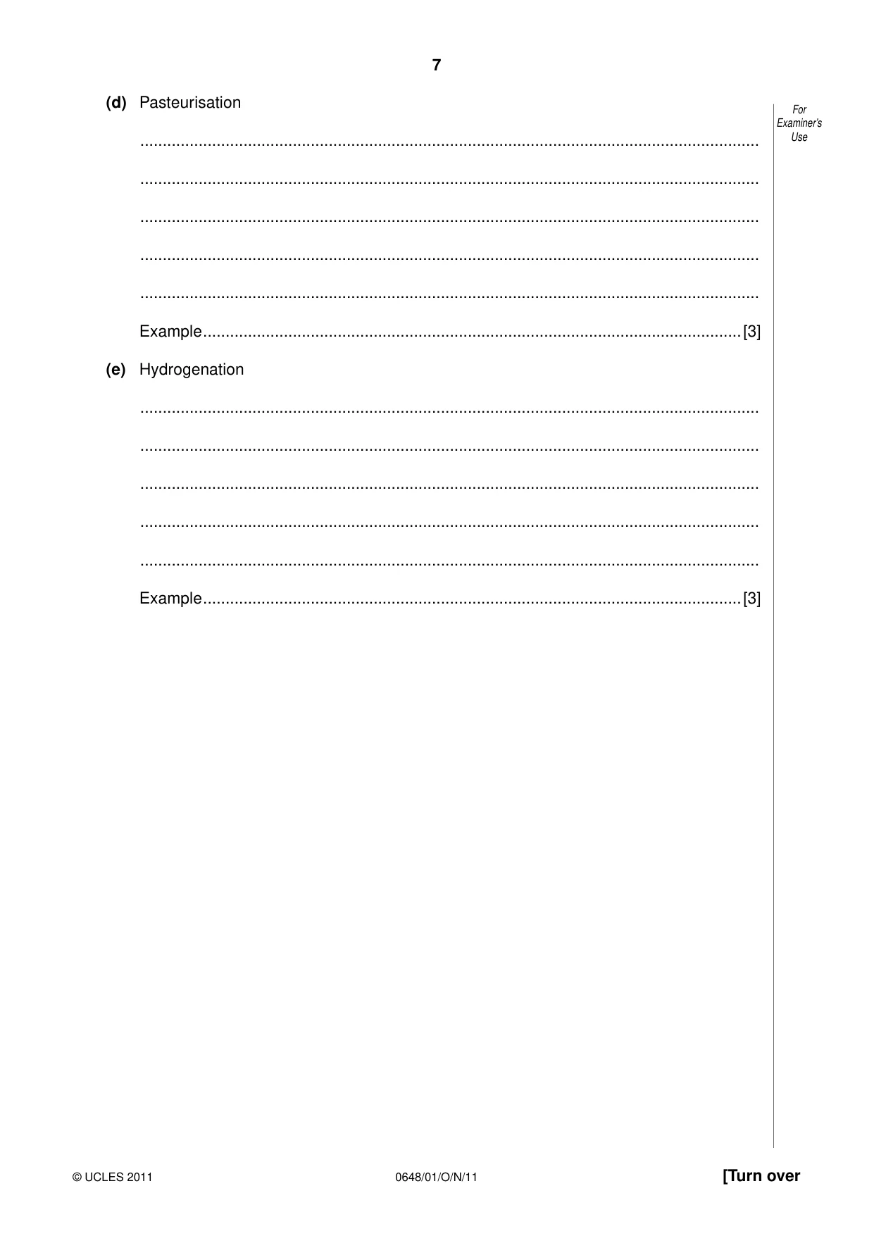 Cambridge IGCSE Food and Nutrition 0648 2011 Oct/Nov Paper 1 · Variant 1 question paper, page 7 of 16