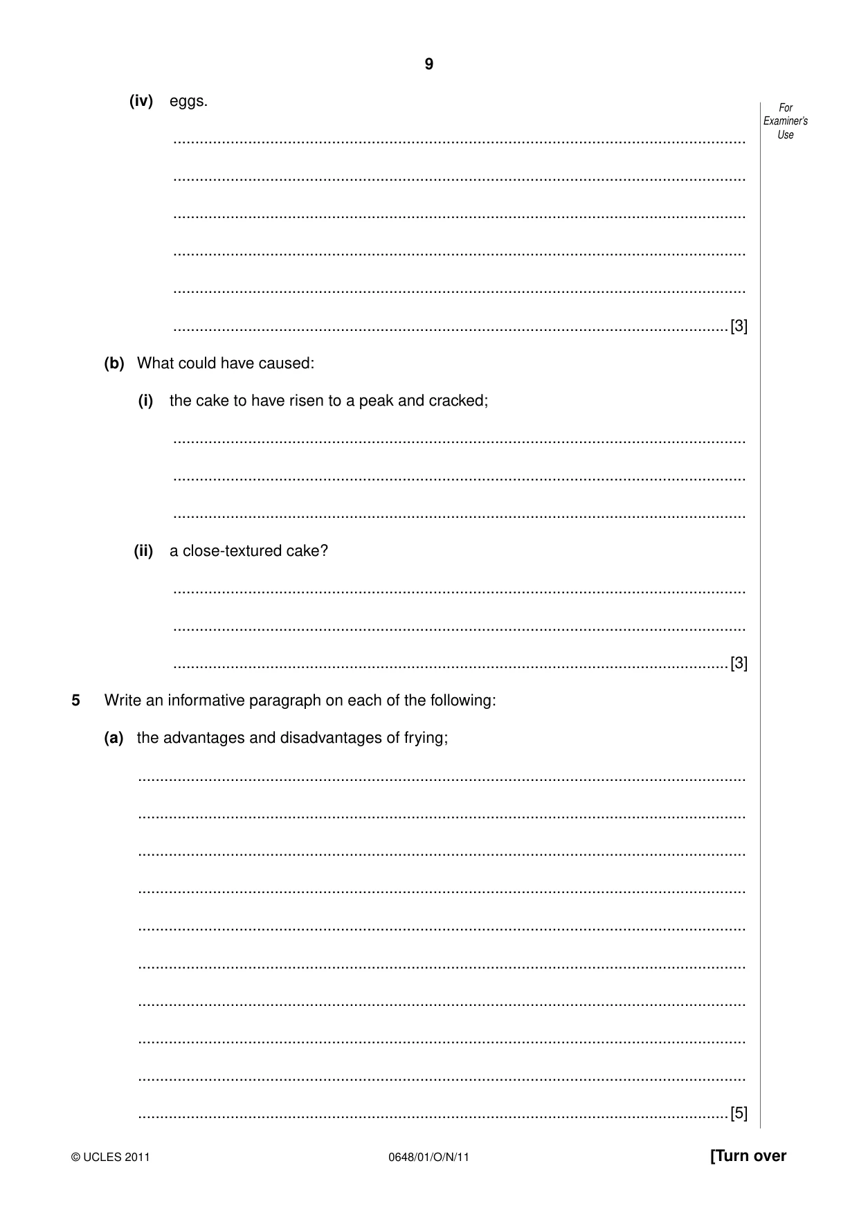 Cambridge IGCSE Food and Nutrition 0648 2011 Oct/Nov Paper 1 · Variant 1 question paper, page 9 of 16
