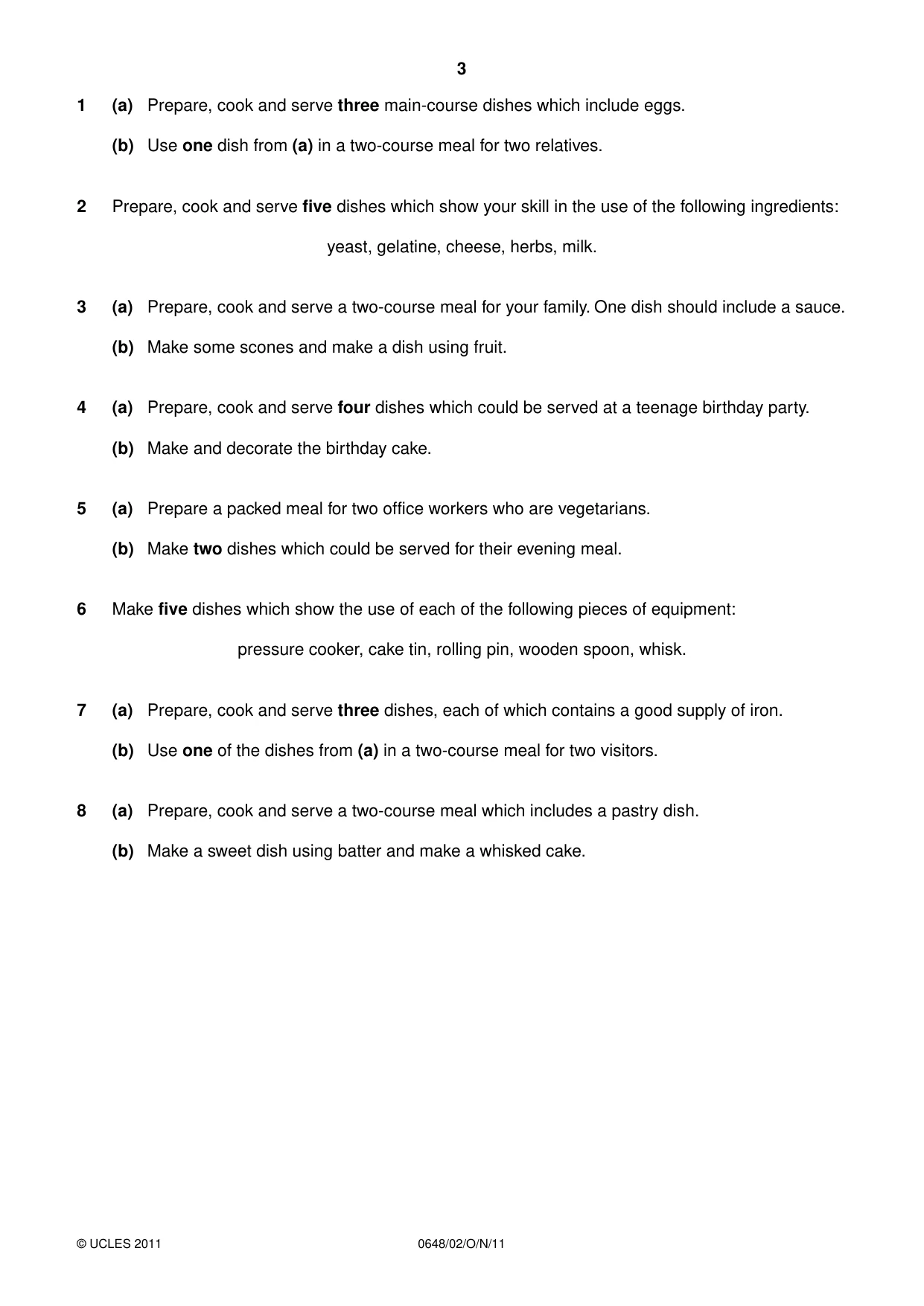 Cambridge IGCSE Food and Nutrition 0648 2011 Oct/Nov Paper 2 · Variant 1 question paper, page 3 of 4