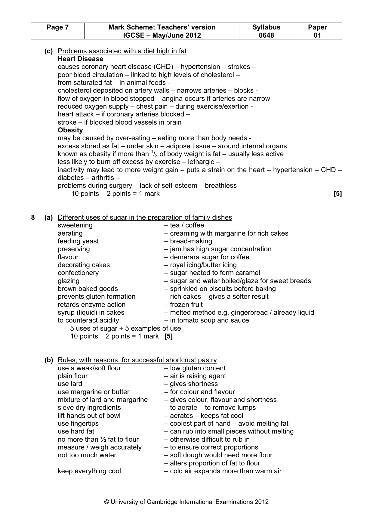 Mark scheme, page 7 of 12