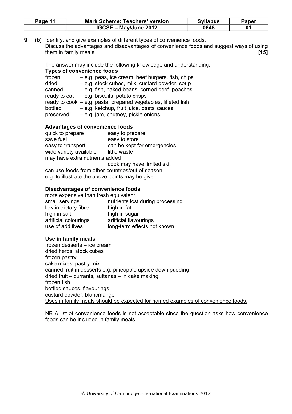 Mark scheme, page 11 of 12