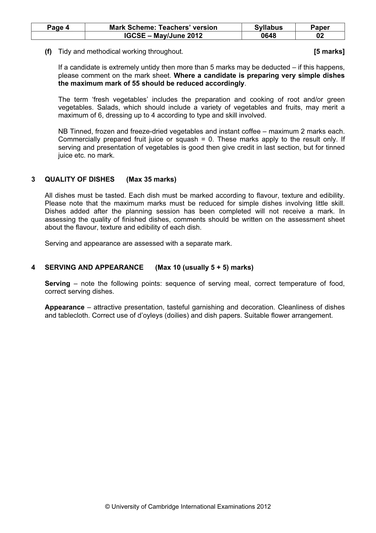 Mark scheme, page 4 of 5