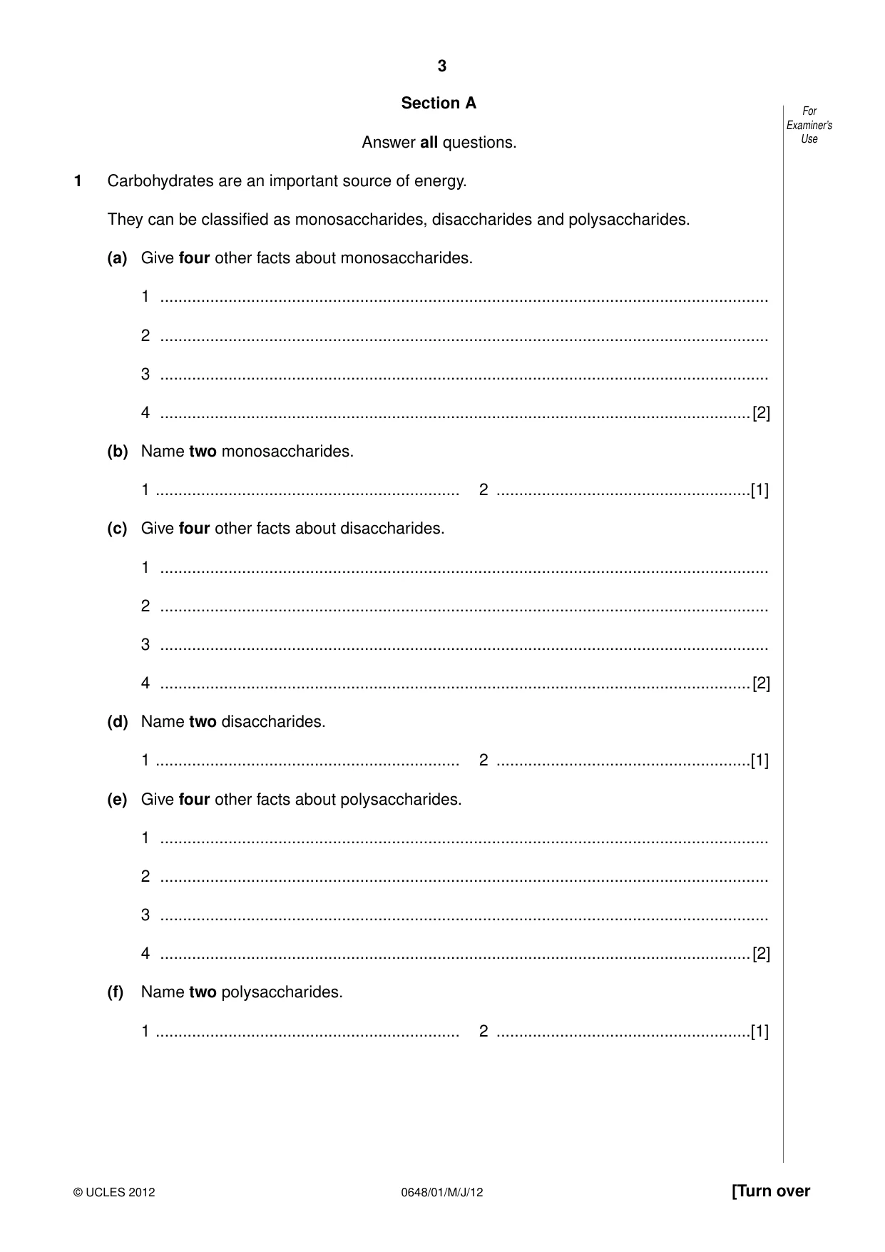 Cambridge IGCSE Food and Nutrition 0648 2012 May/June Paper 1 · Variant 1 question paper, page 3 of 16