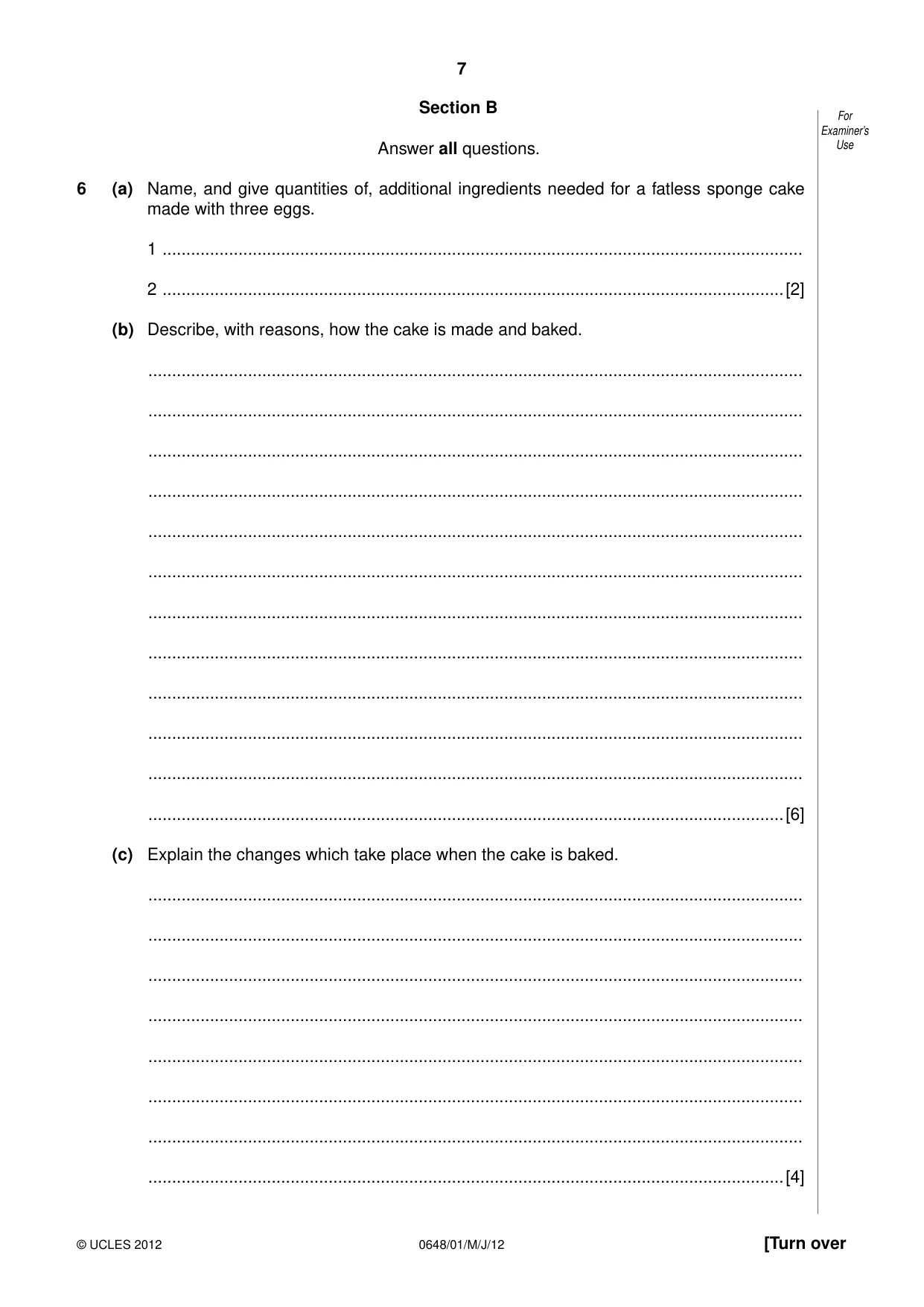 Cambridge IGCSE Food and Nutrition 0648 2012 May/June Paper 1 · Variant 1 question paper, page 7 of 16