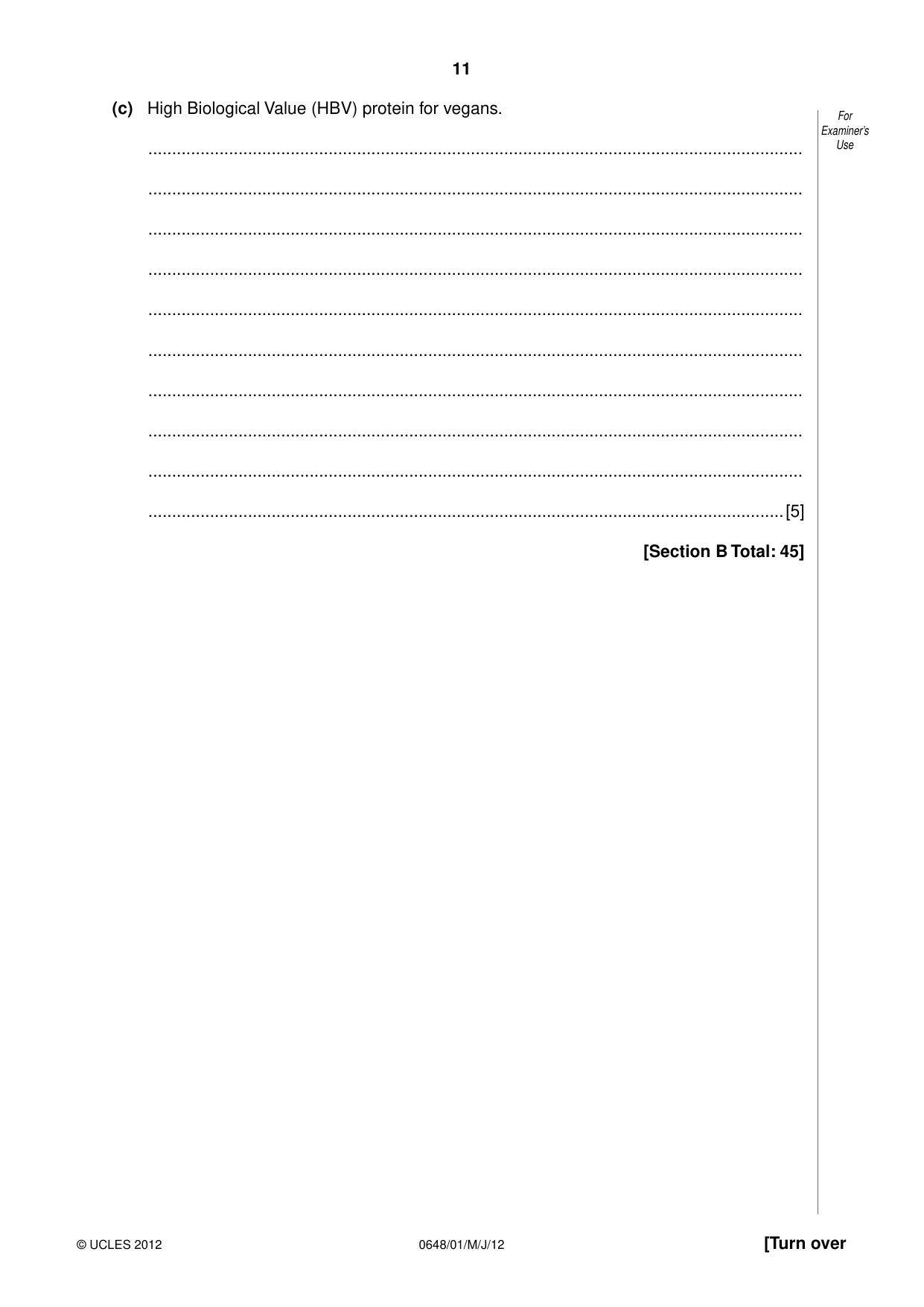 Cambridge IGCSE Food and Nutrition 0648 2012 May/June Paper 1 · Variant 1 question paper, page 11 of 16
