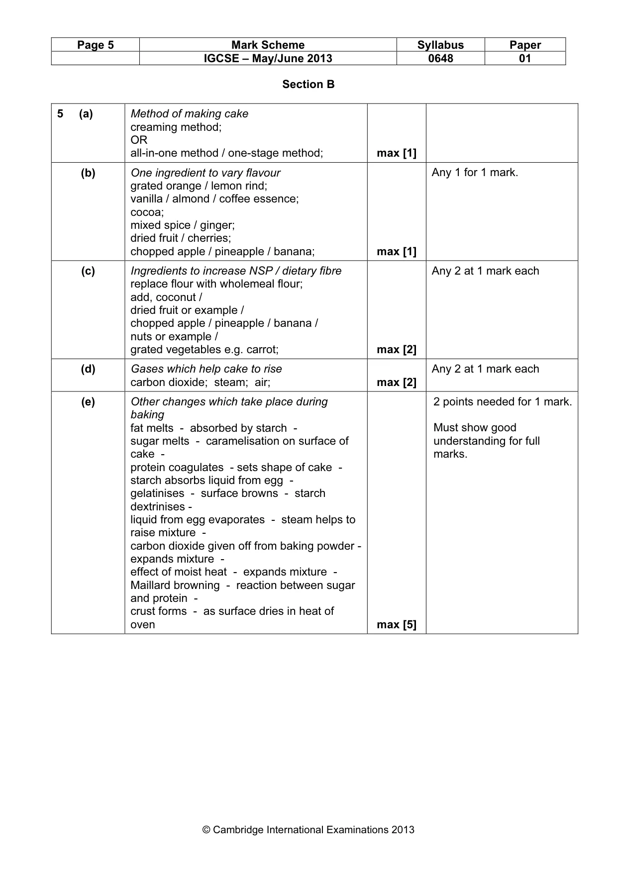 Mark scheme, page 5 of 11