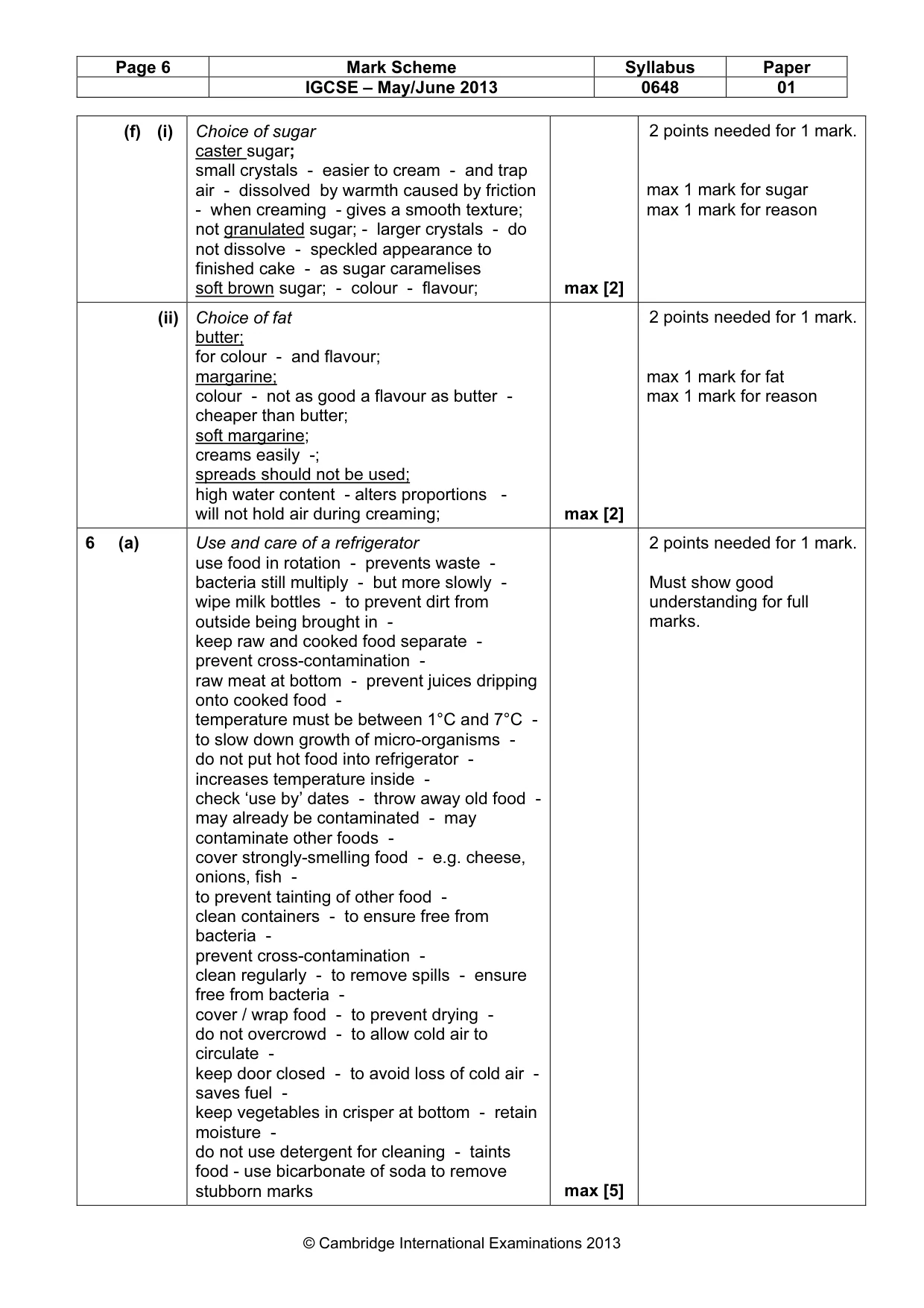 Mark scheme, page 6 of 11