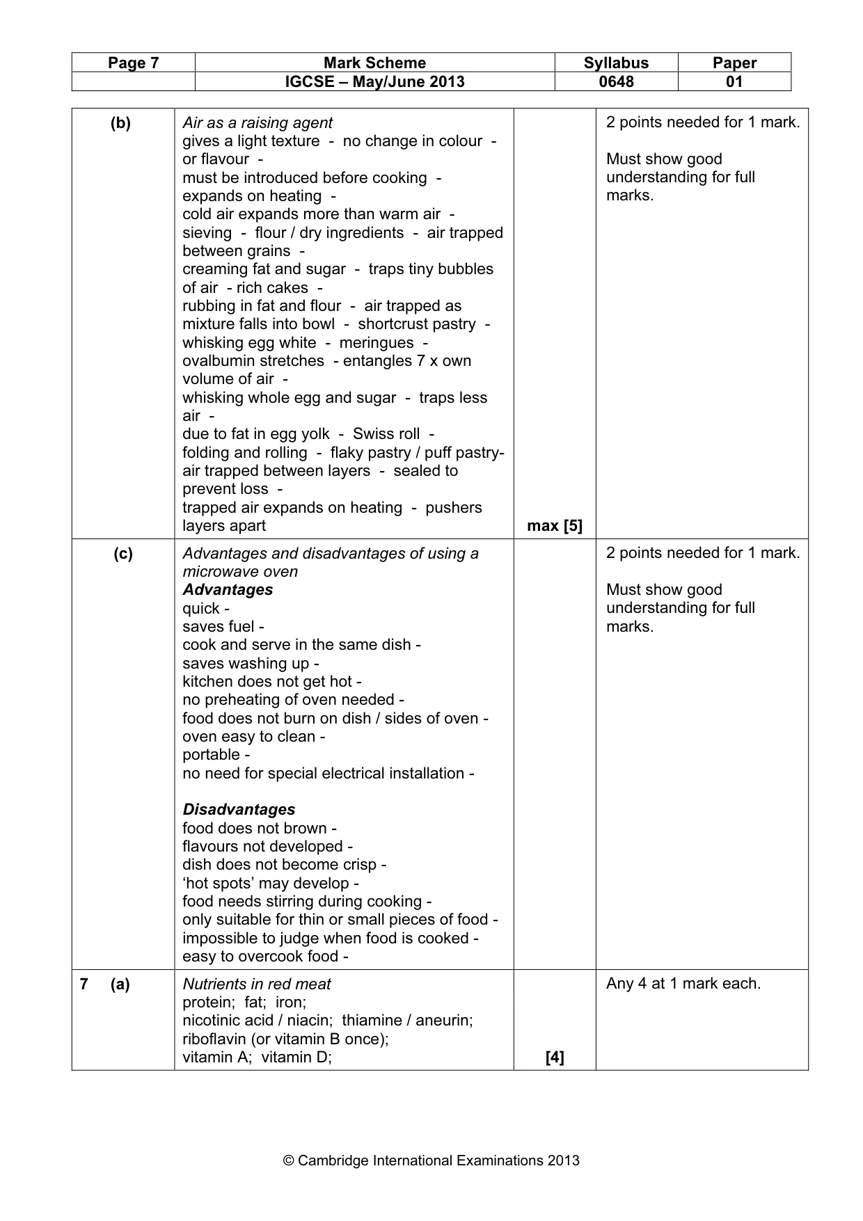Mark scheme, page 7 of 11