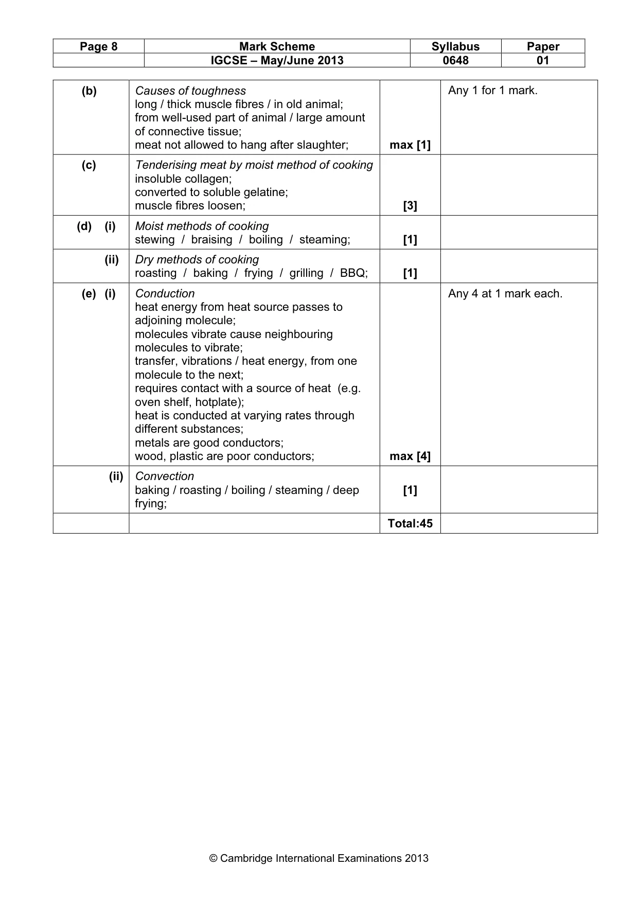 Mark scheme, page 8 of 11