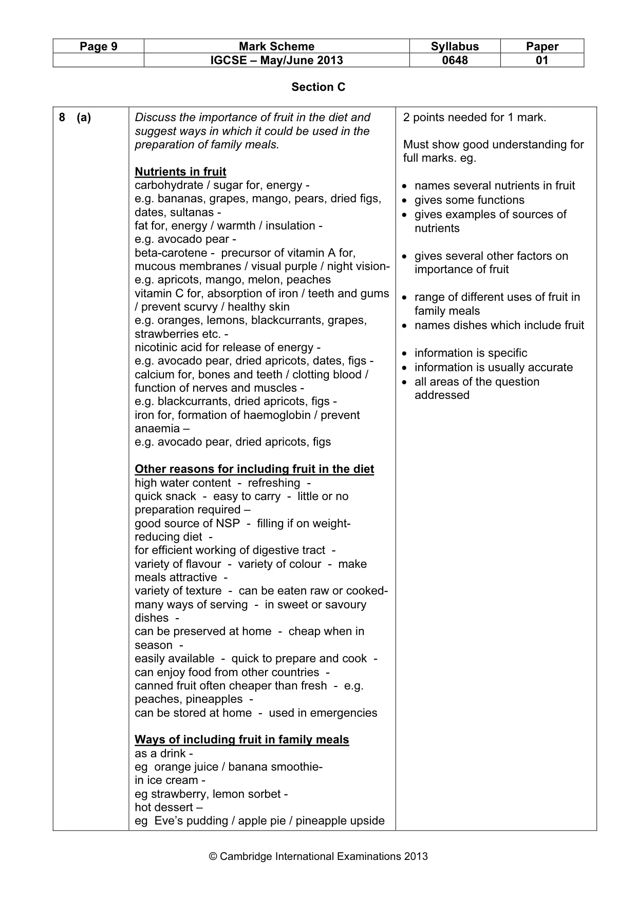 Mark scheme, page 9 of 11