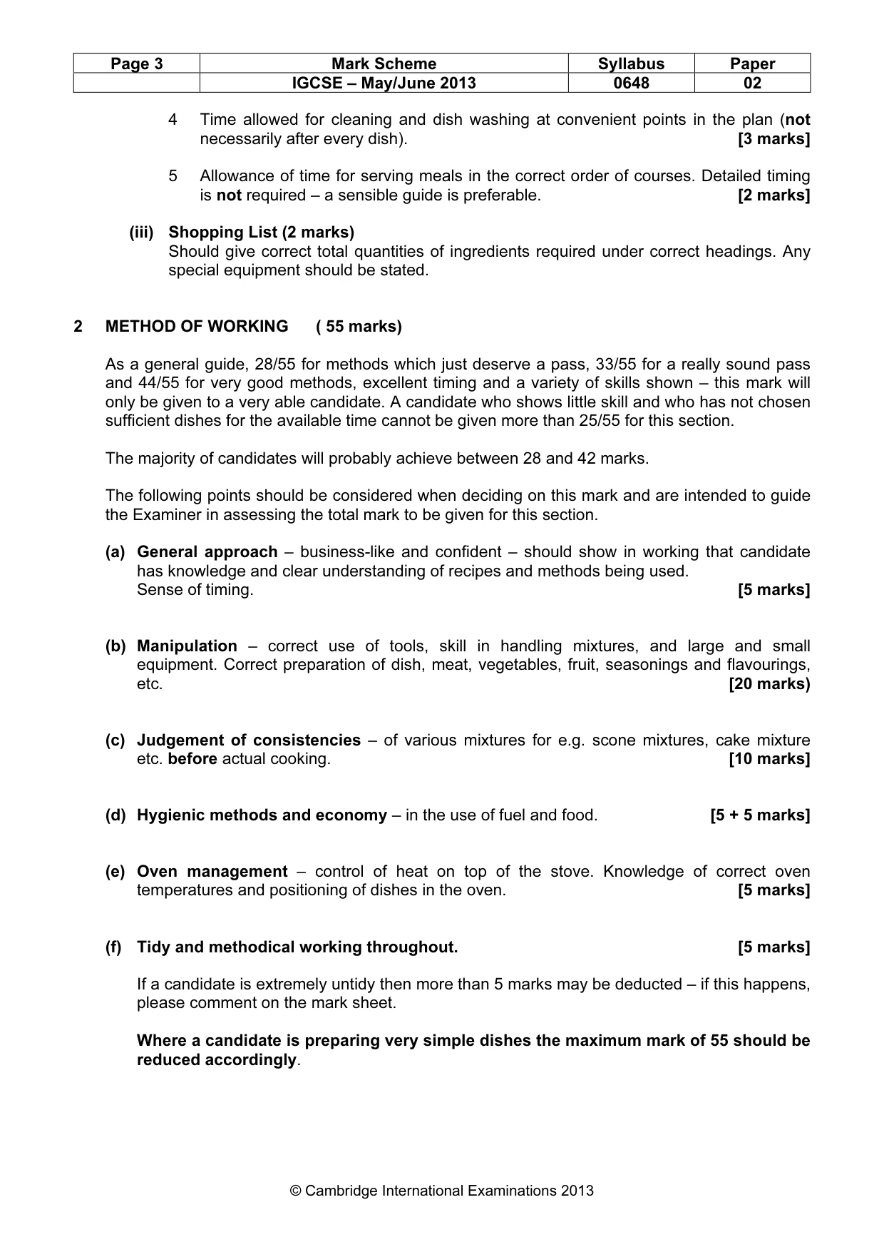 Mark scheme, page 3 of 6