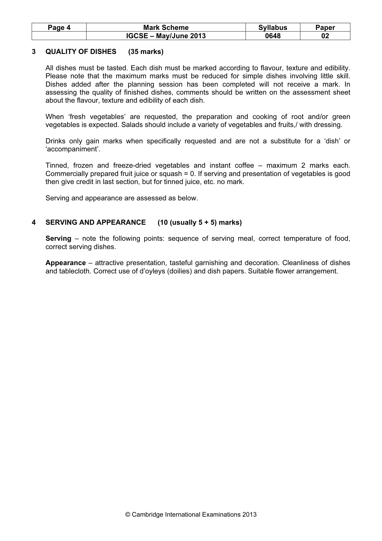 Mark scheme, page 4 of 6