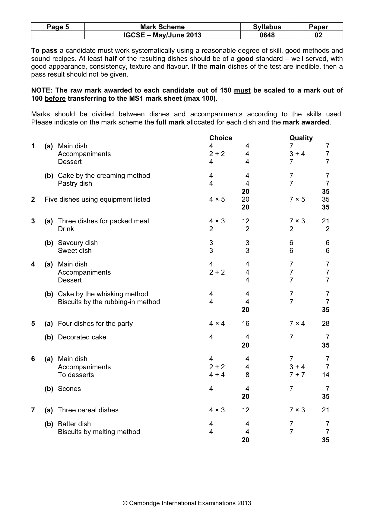 Mark scheme, page 5 of 6