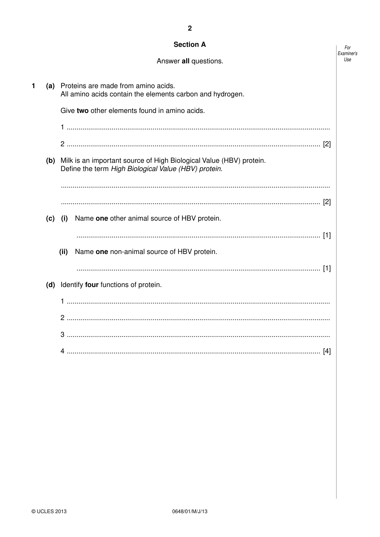 Cambridge IGCSE Food and Nutrition 0648 2013 May/June Paper 1 · Variant 1 question paper, page 2 of 16