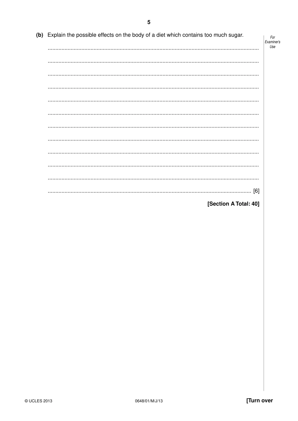 Cambridge IGCSE Food and Nutrition 0648 2013 May/June Paper 1 · Variant 1 question paper, page 5 of 16