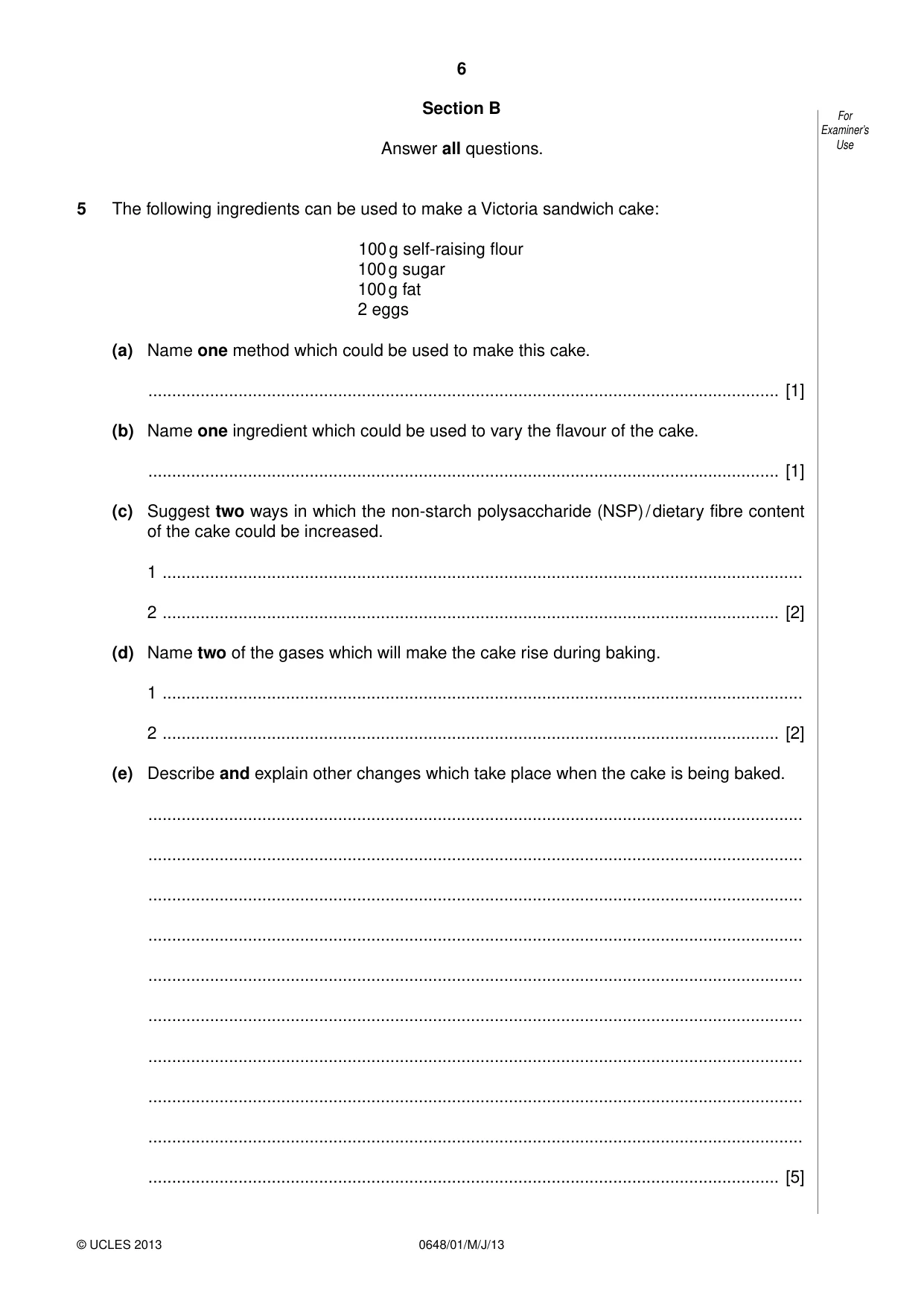 Cambridge IGCSE Food and Nutrition 0648 2013 May/June Paper 1 · Variant 1 question paper, page 6 of 16