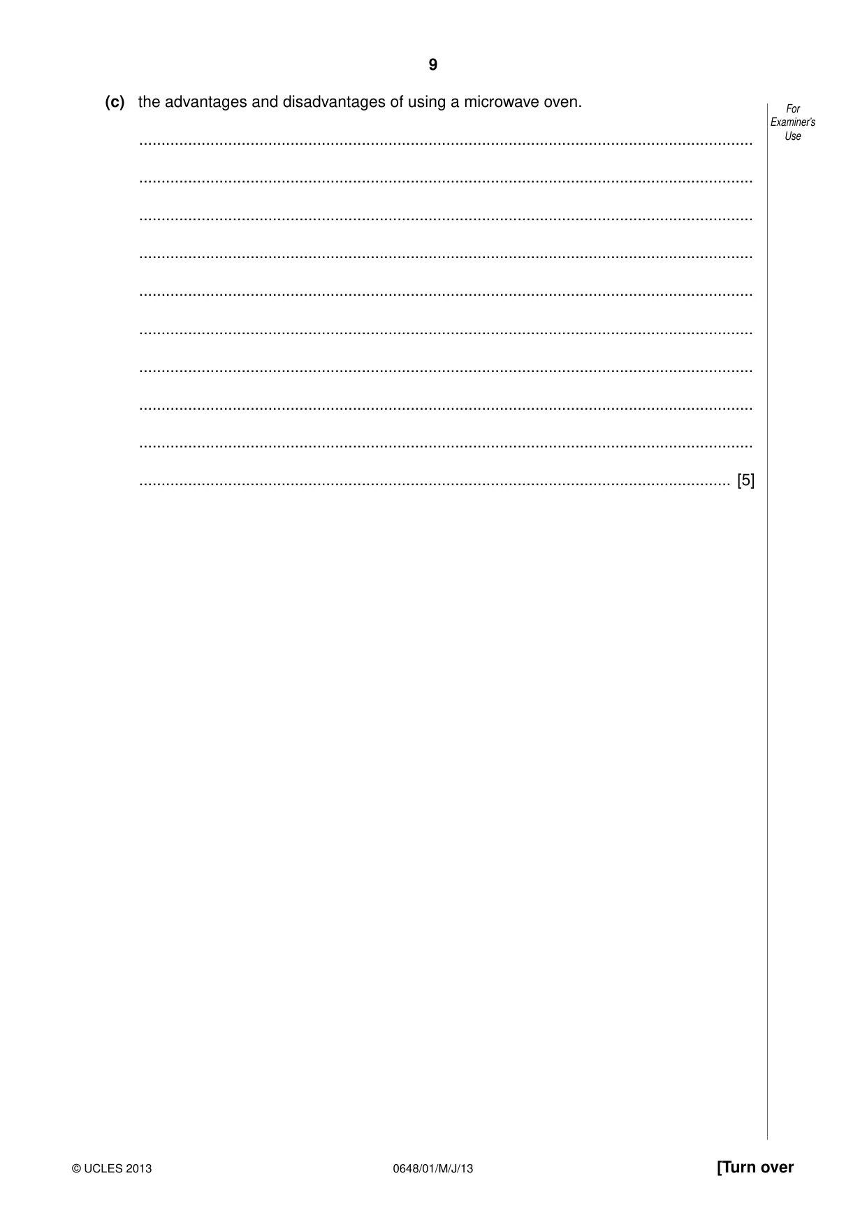 Cambridge IGCSE Food and Nutrition 0648 2013 May/June Paper 1 · Variant 1 question paper, page 9 of 16