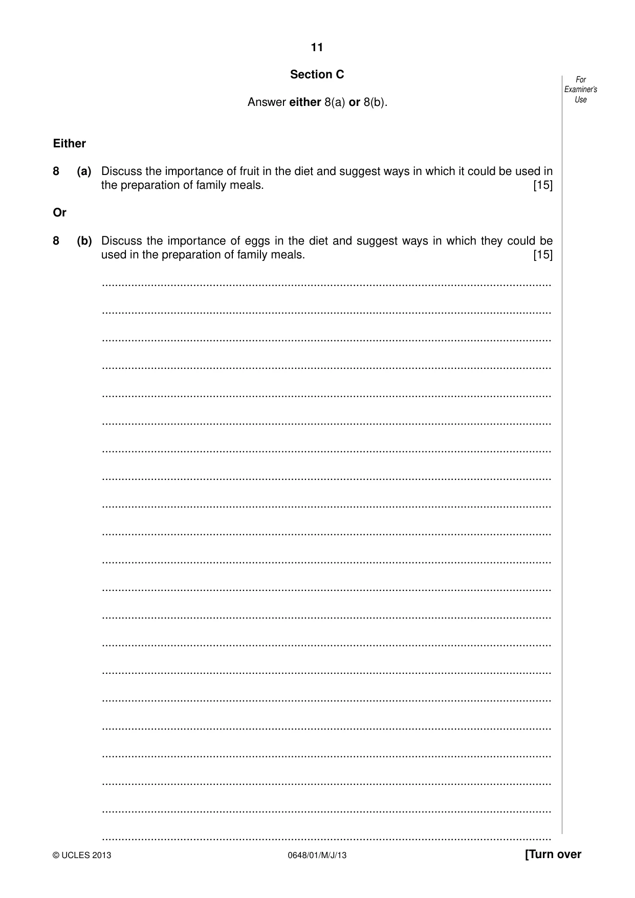 Cambridge IGCSE Food and Nutrition 0648 2013 May/June Paper 1 · Variant 1 question paper, page 11 of 16