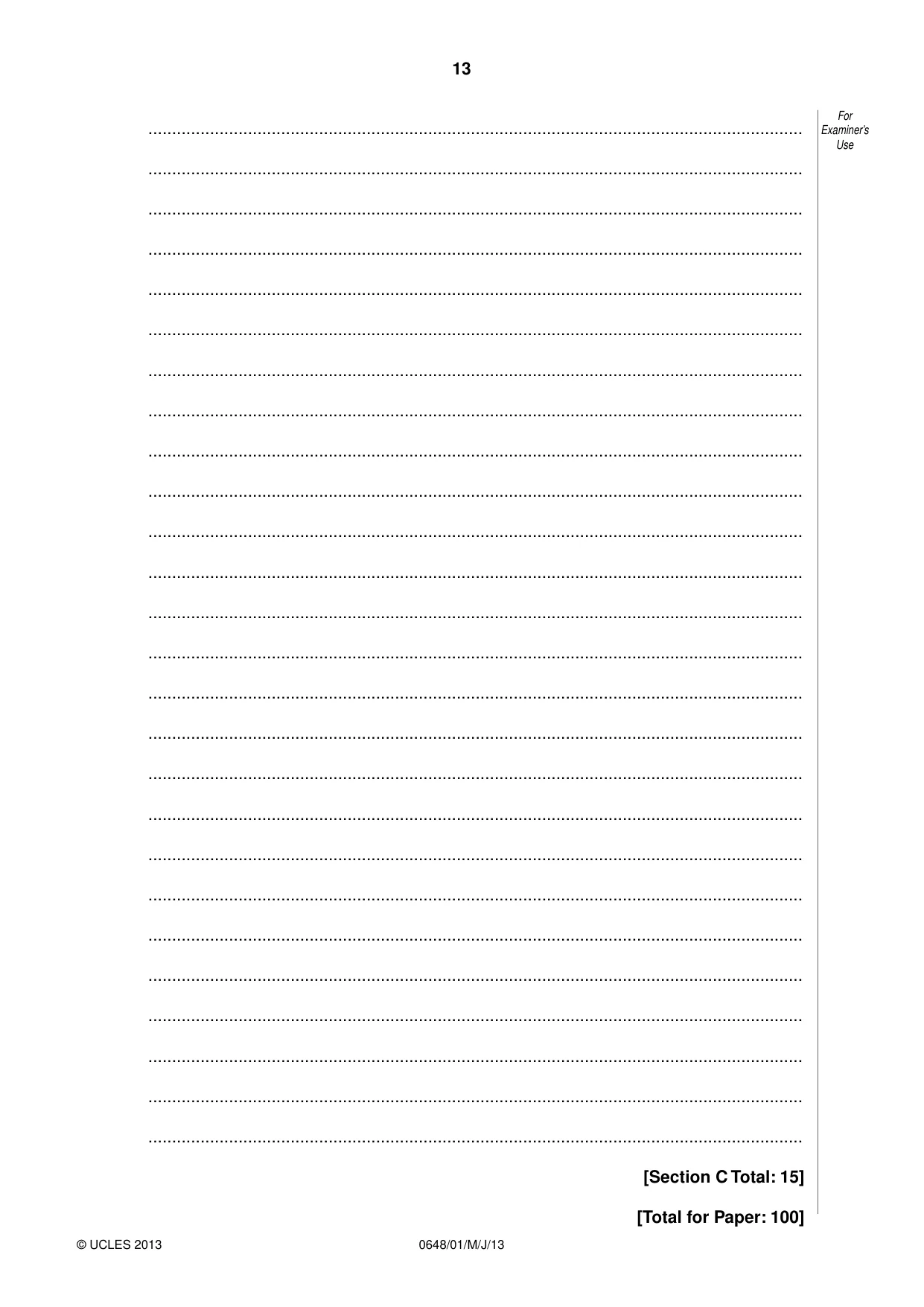 Cambridge IGCSE Food and Nutrition 0648 2013 May/June Paper 1 · Variant 1 question paper, page 13 of 16