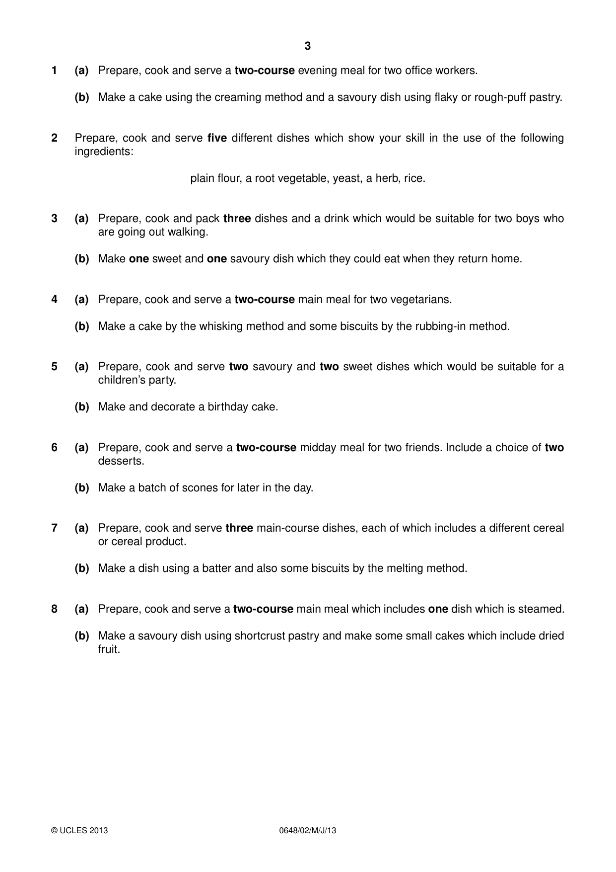 Cambridge IGCSE Food and Nutrition 0648 2013 May/June Paper 2 · Variant 1 question paper, page 3 of 4