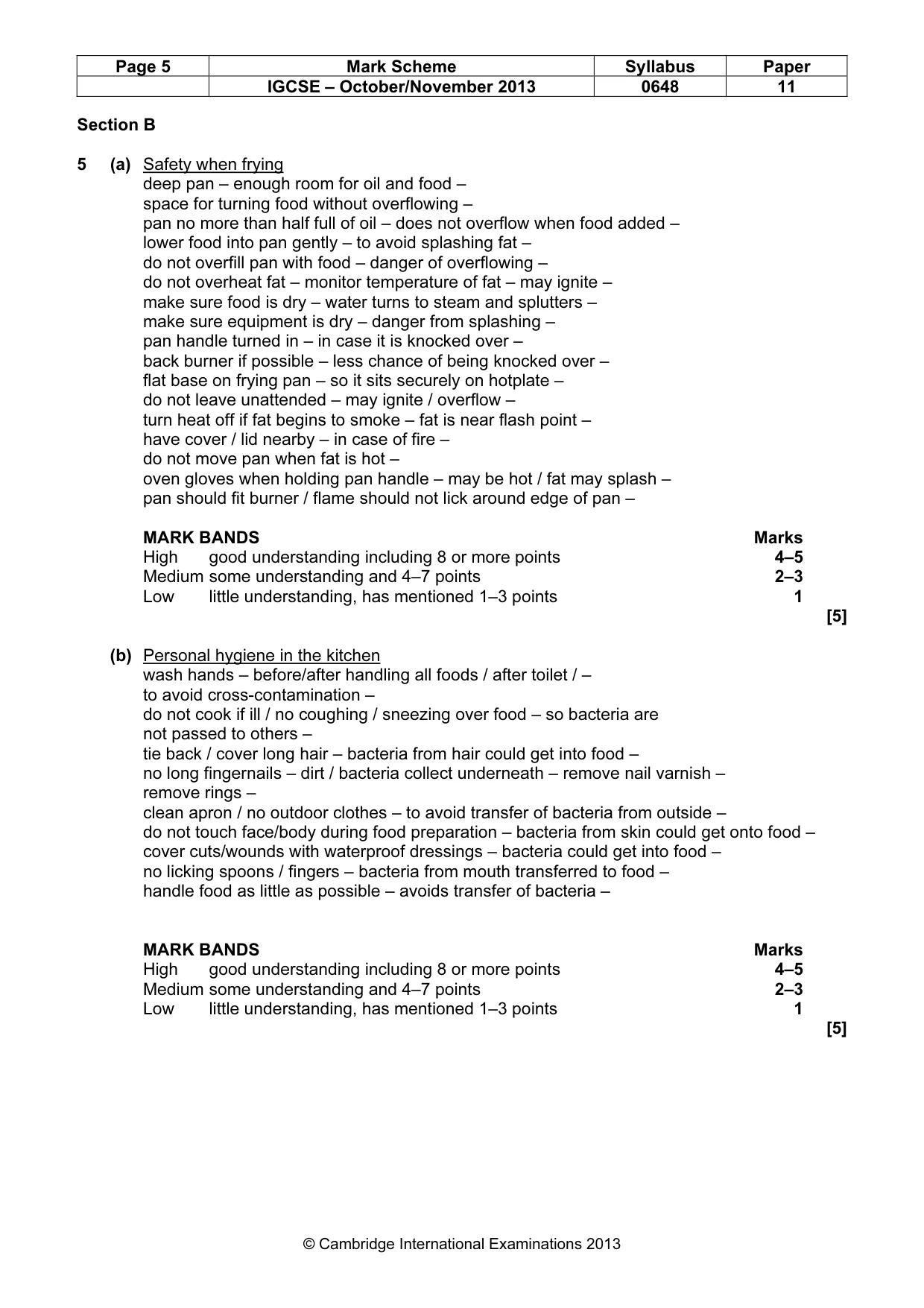 Mark scheme, page 5 of 13