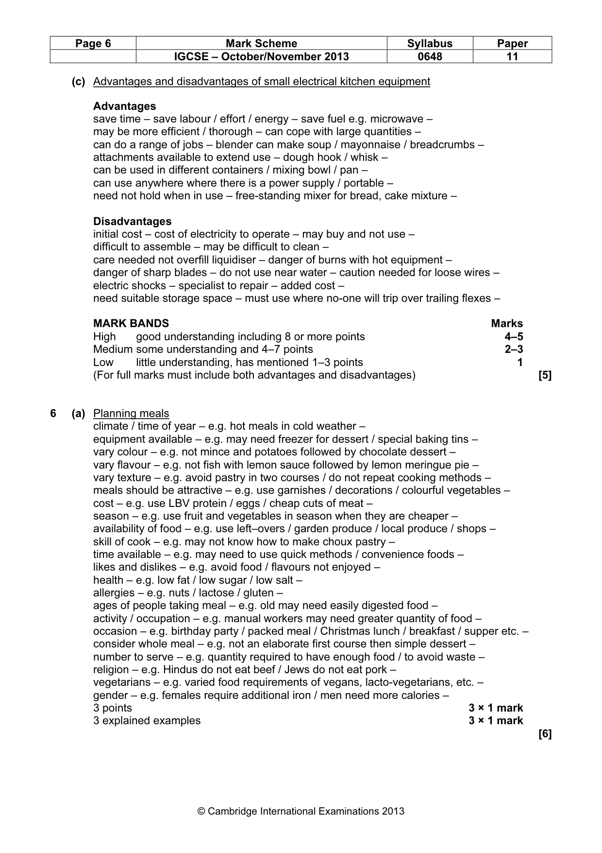 Mark scheme, page 6 of 13