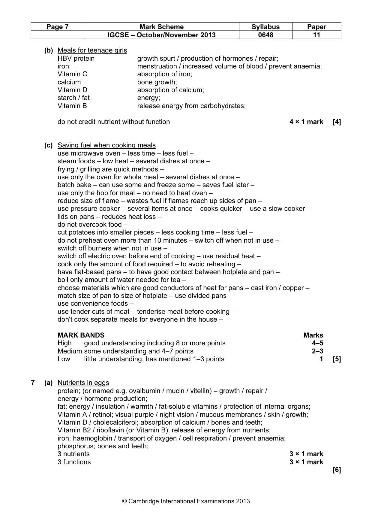Mark scheme, page 7 of 13