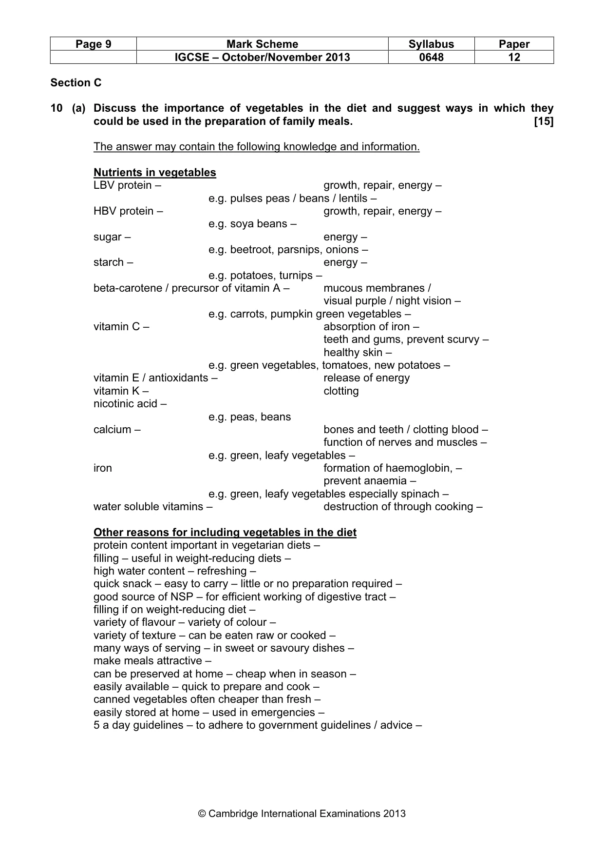 Mark scheme, page 9 of 12