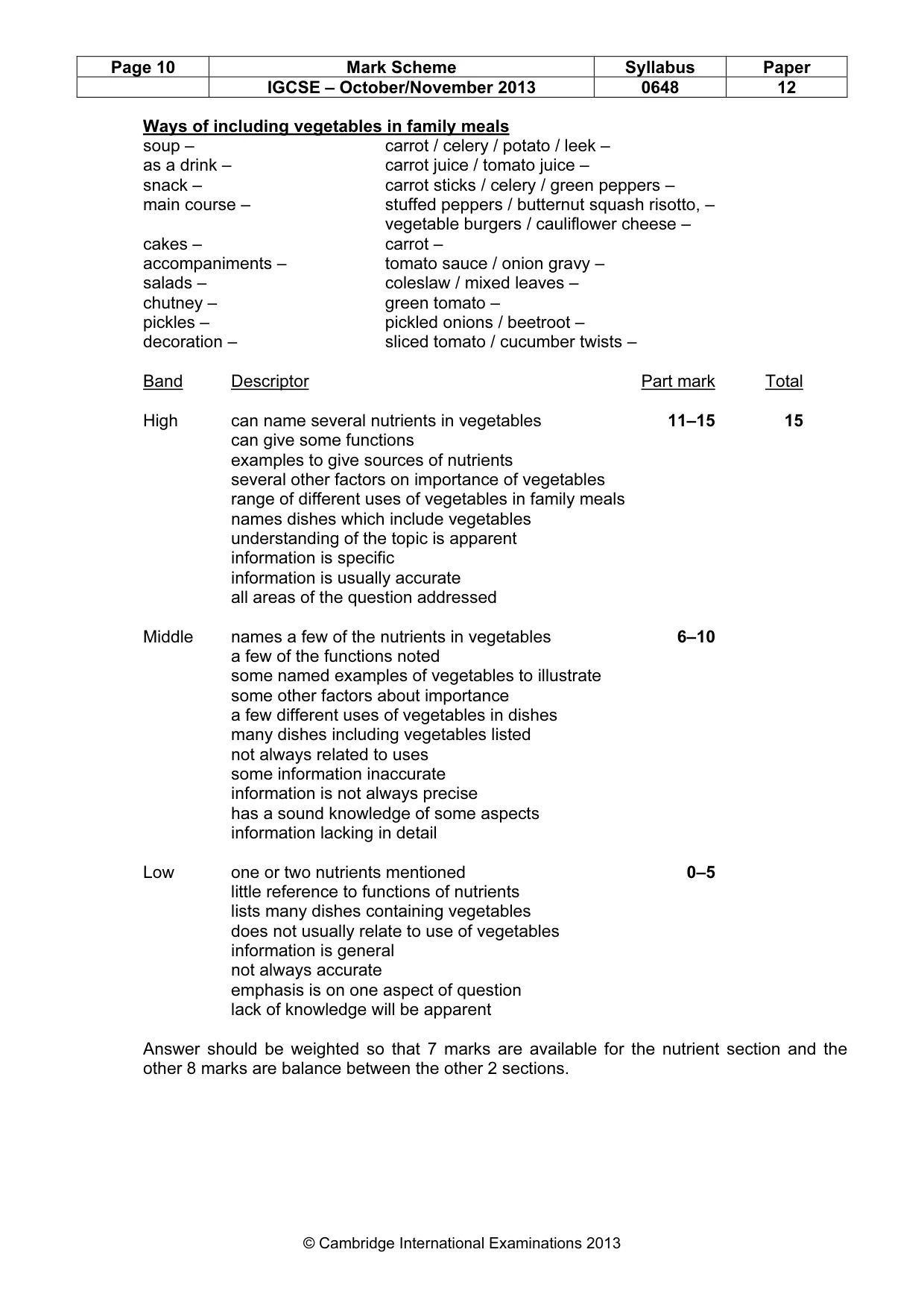 Mark scheme, page 10 of 12